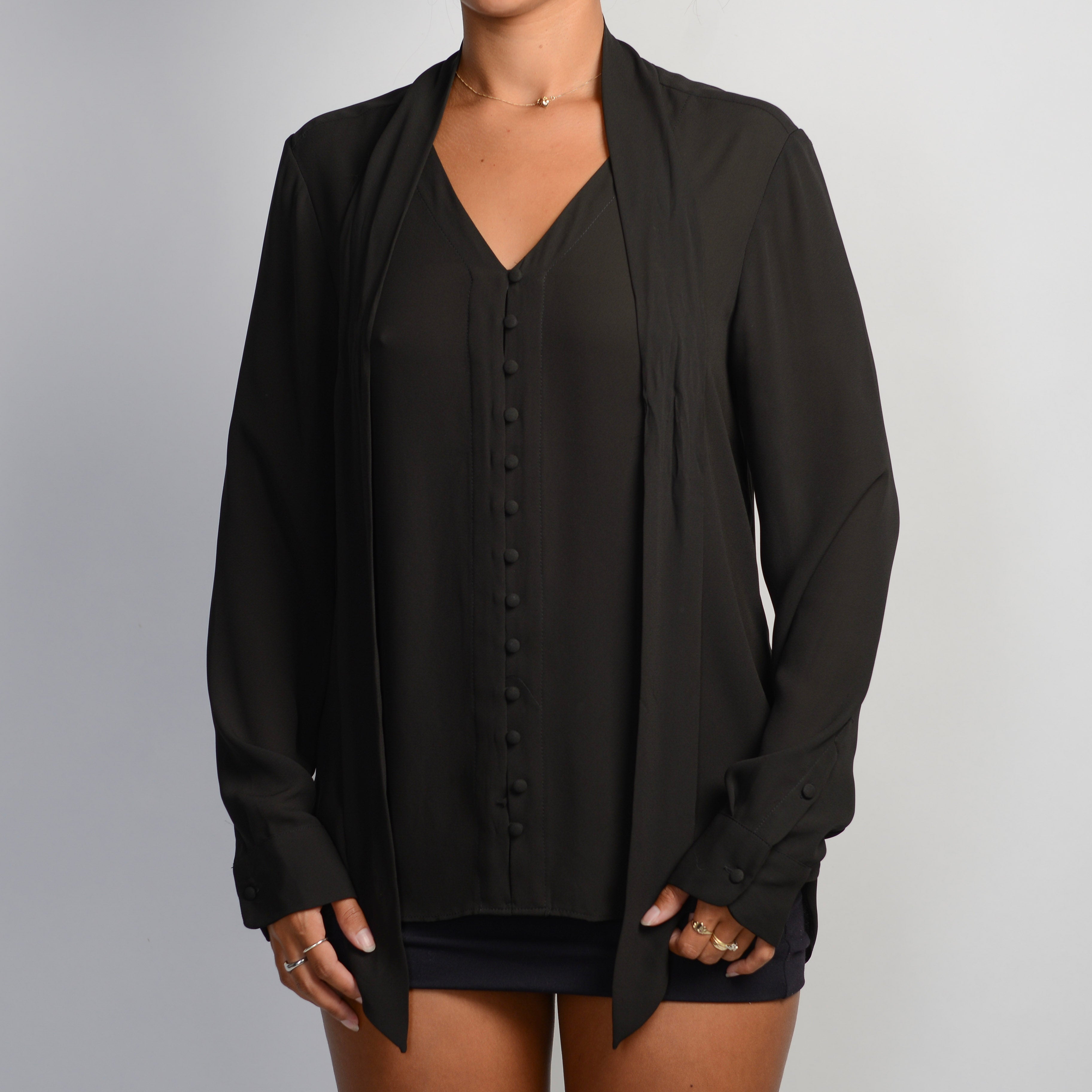 BLACK TIE NECK BLOUSE