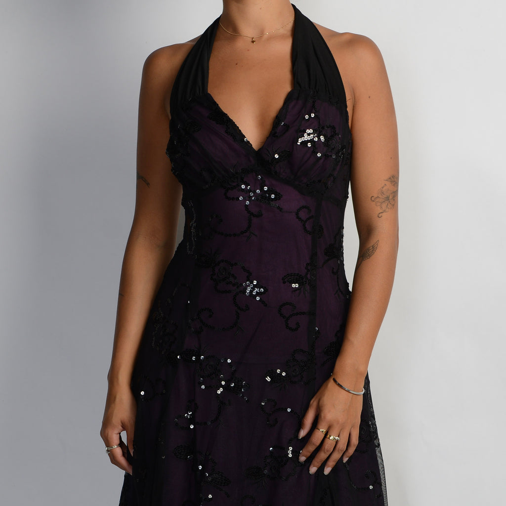 SEQUIN MESH MIDI DRESS