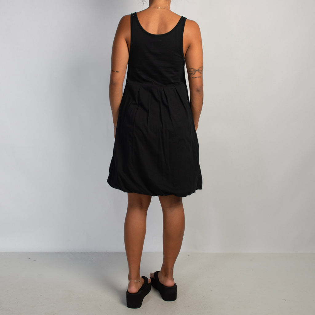 BLACK COTTON BUBBLE DRESS