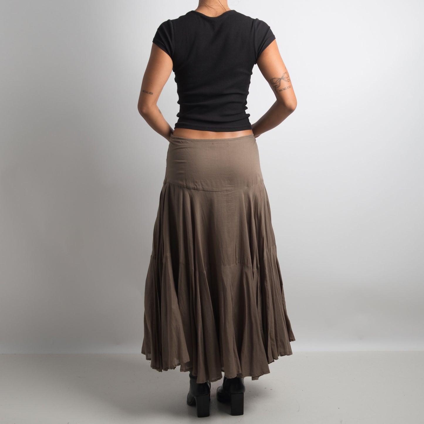 KHAKI LAYERED SKIRT