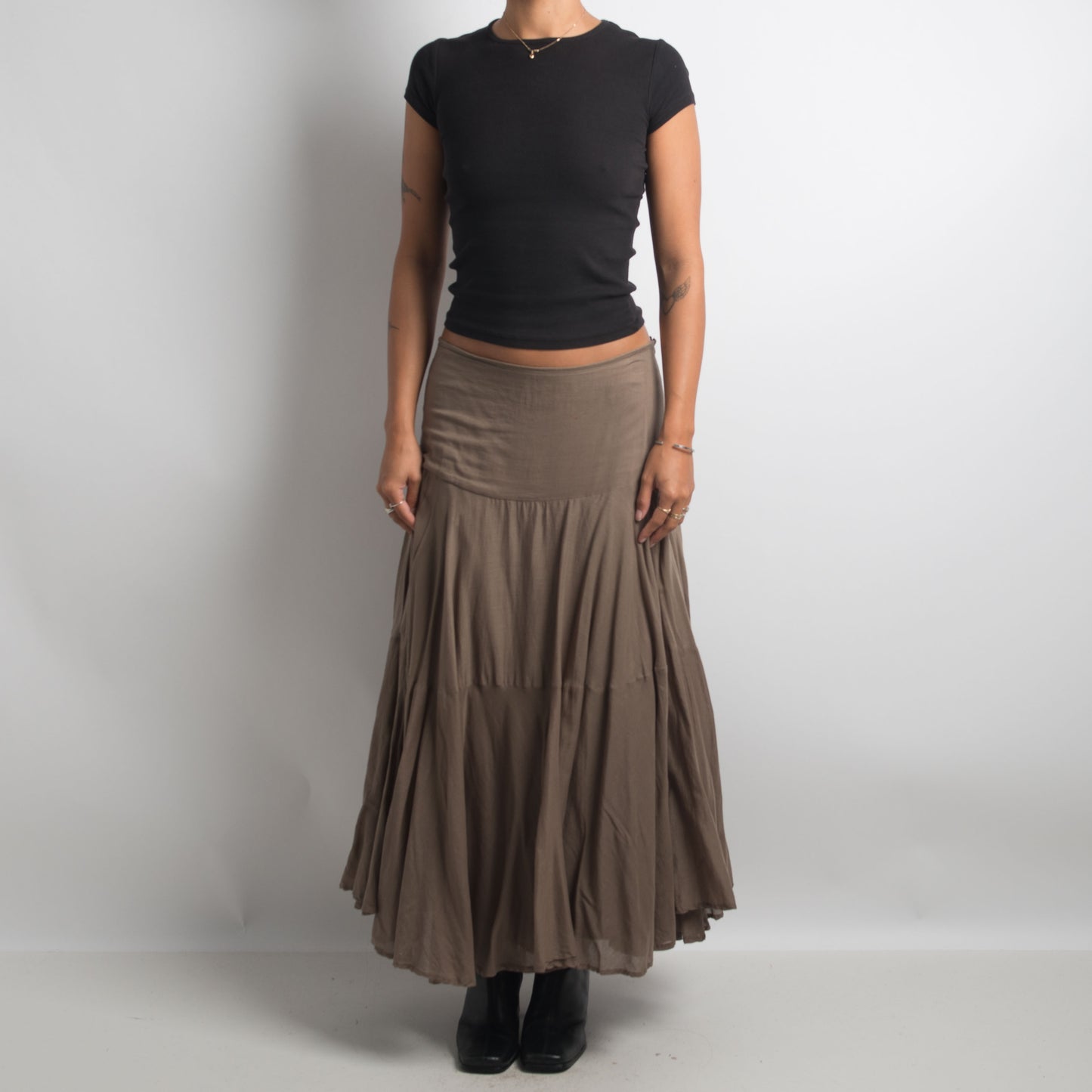 KHAKI LAYERED SKIRT