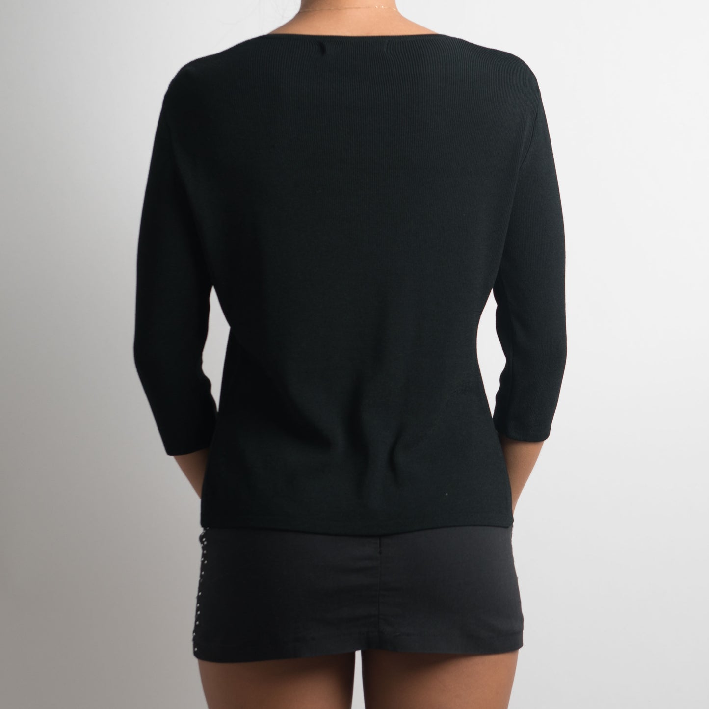 BLACK OPEN FRONT CARDIGAN