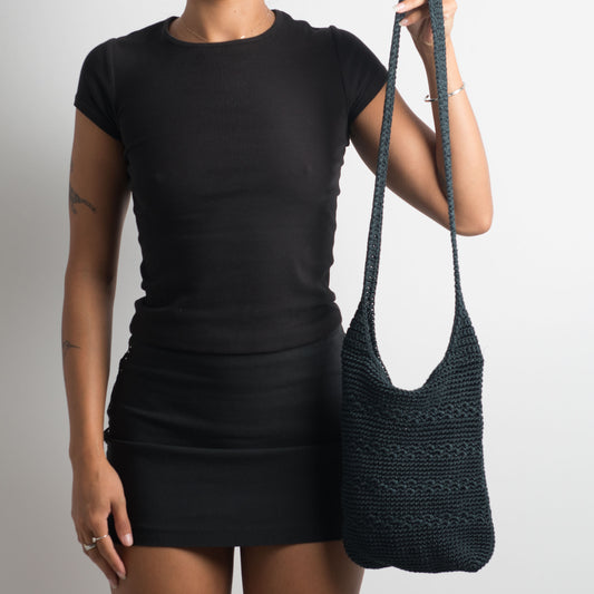 NAVY CROCHET CROSSBODY BAG