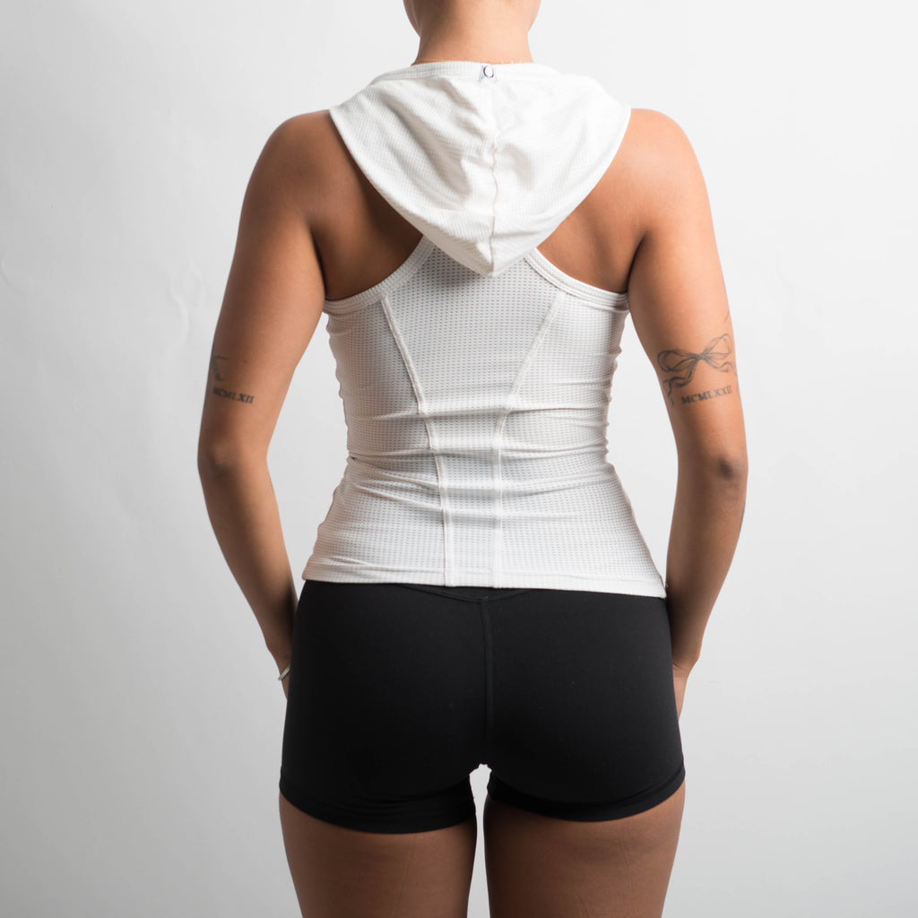 WHITE HOODED TANK TOP