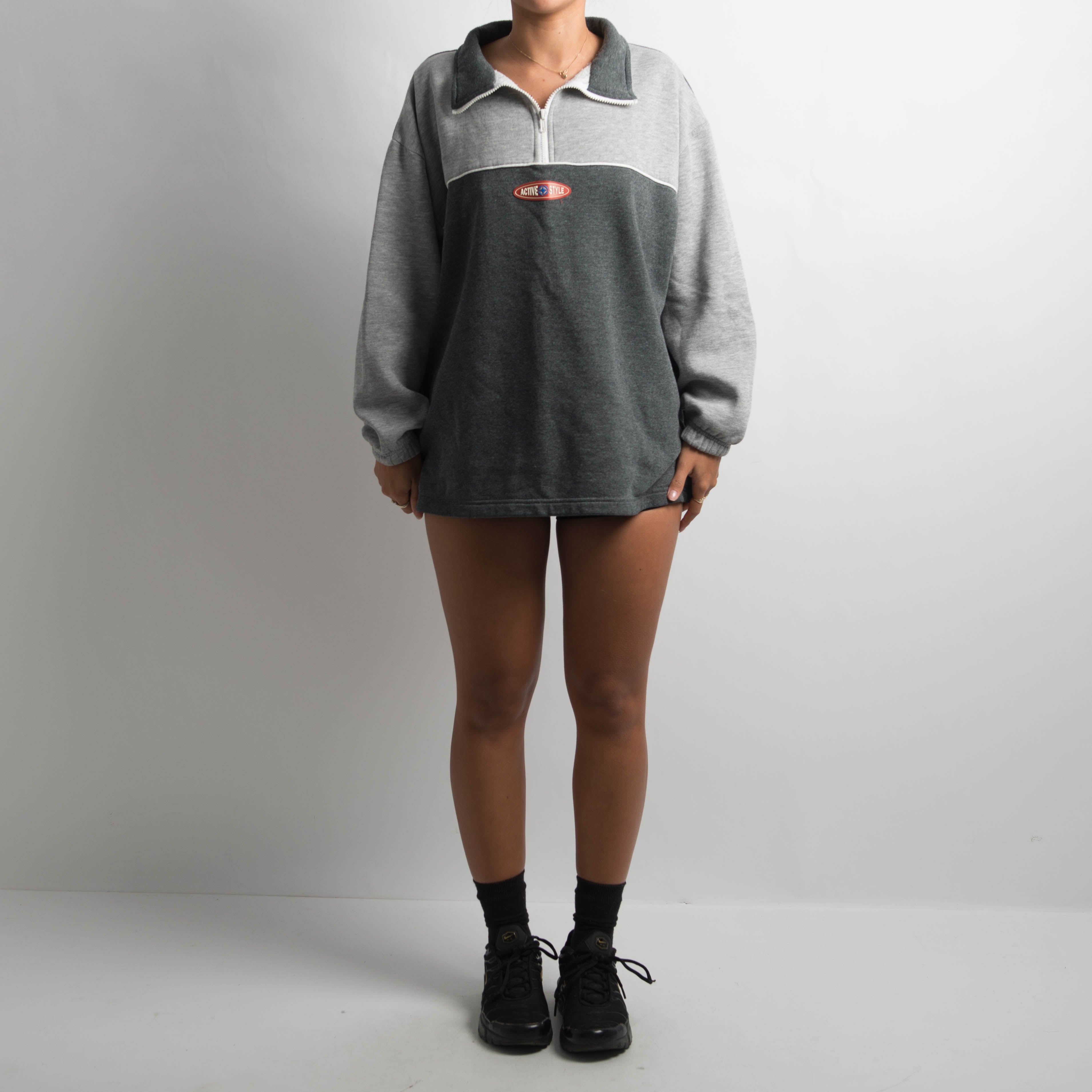 GREY QUARTER ZIP SWEATER