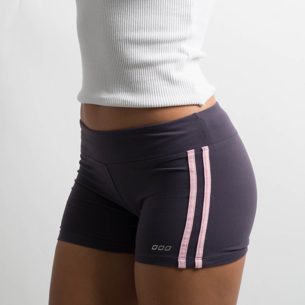 PURPLE STRIPE MINI SHORTS