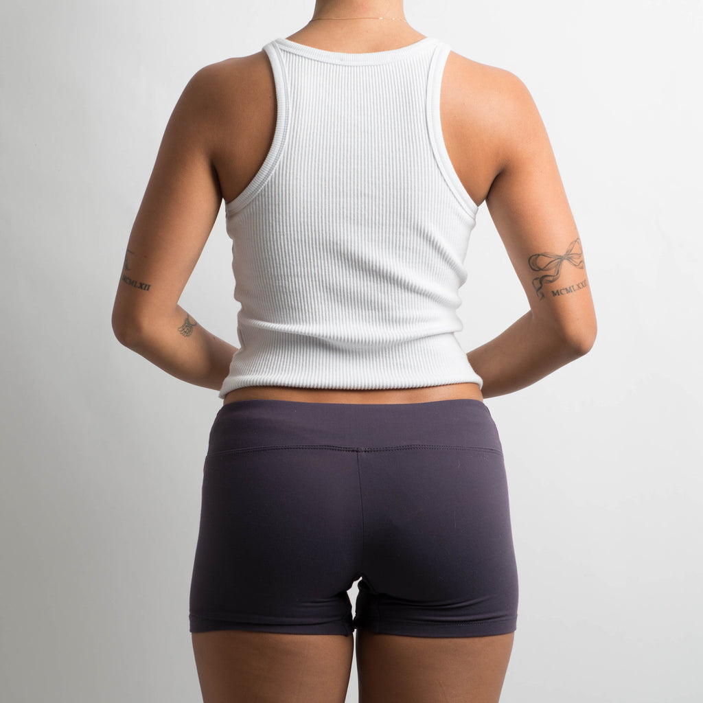 PURPLE STRIPE MINI SHORTS