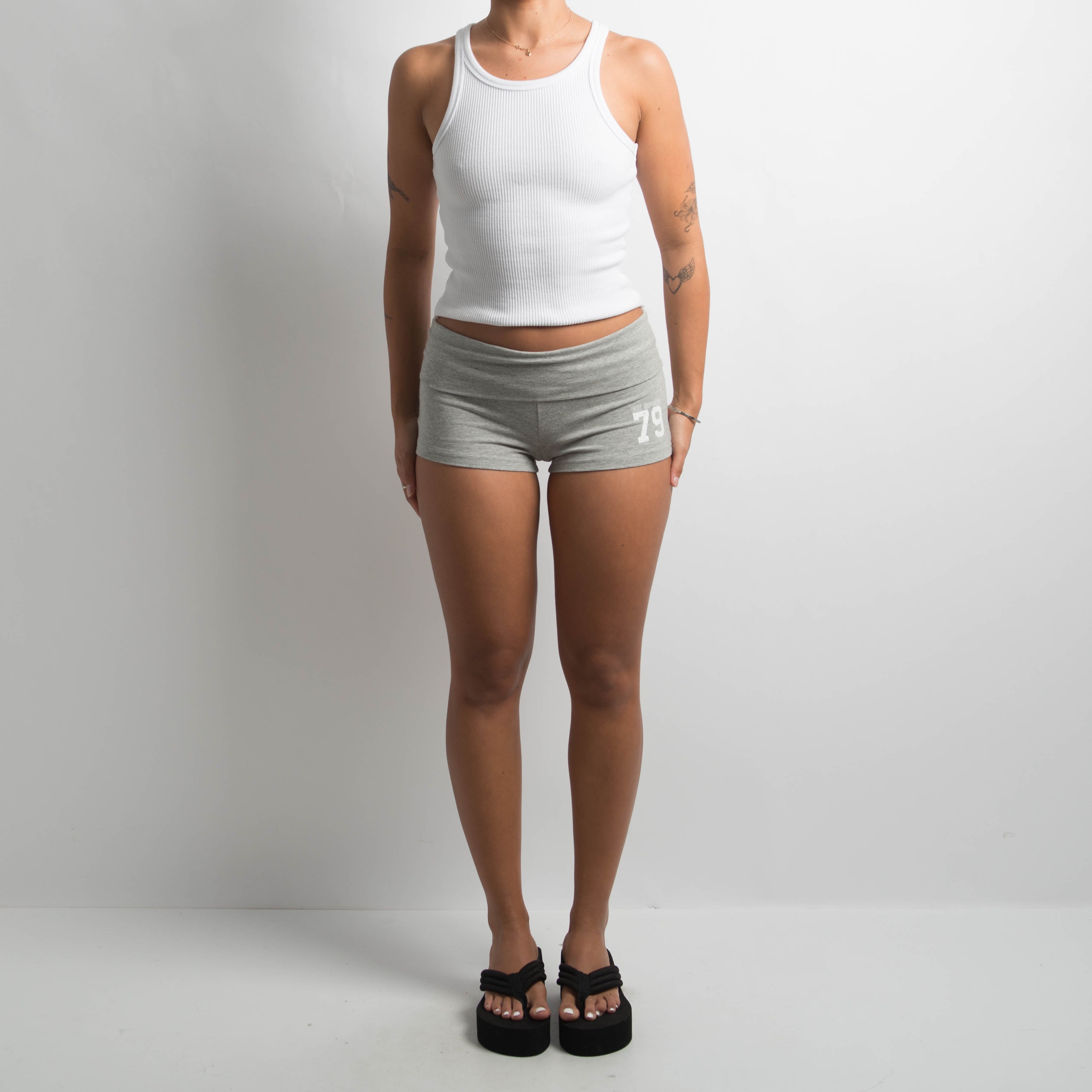 GREY FOLD OVER SHORTS