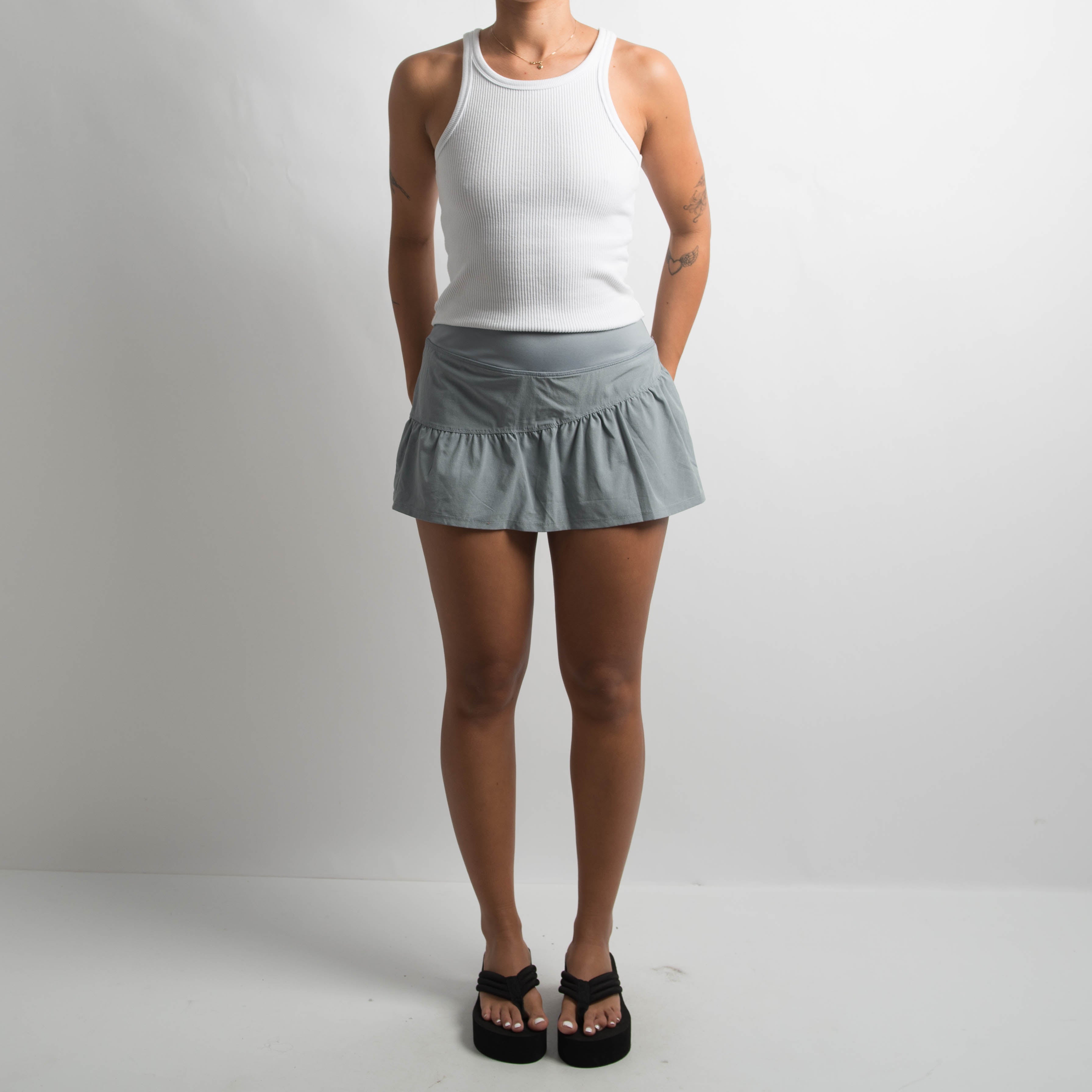 GREY TIERED SKORT