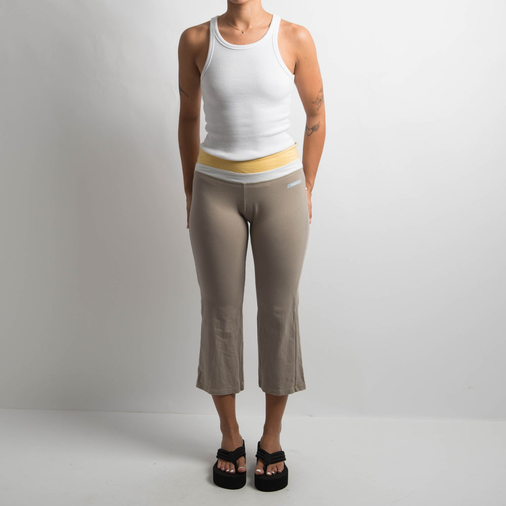 BEIGE CROP KICK FLARE PANTS