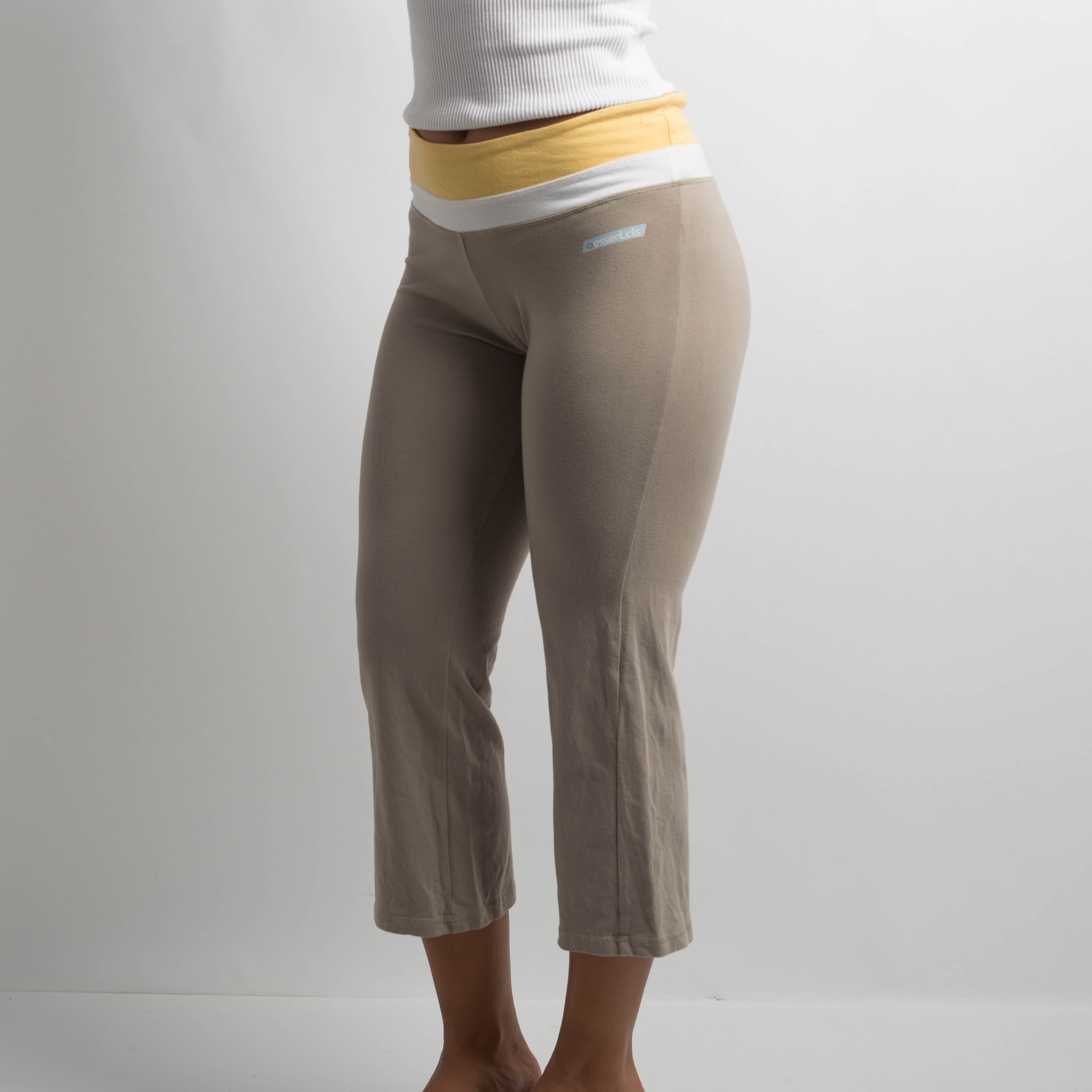 BEIGE CROP KICK FLARE PANTS