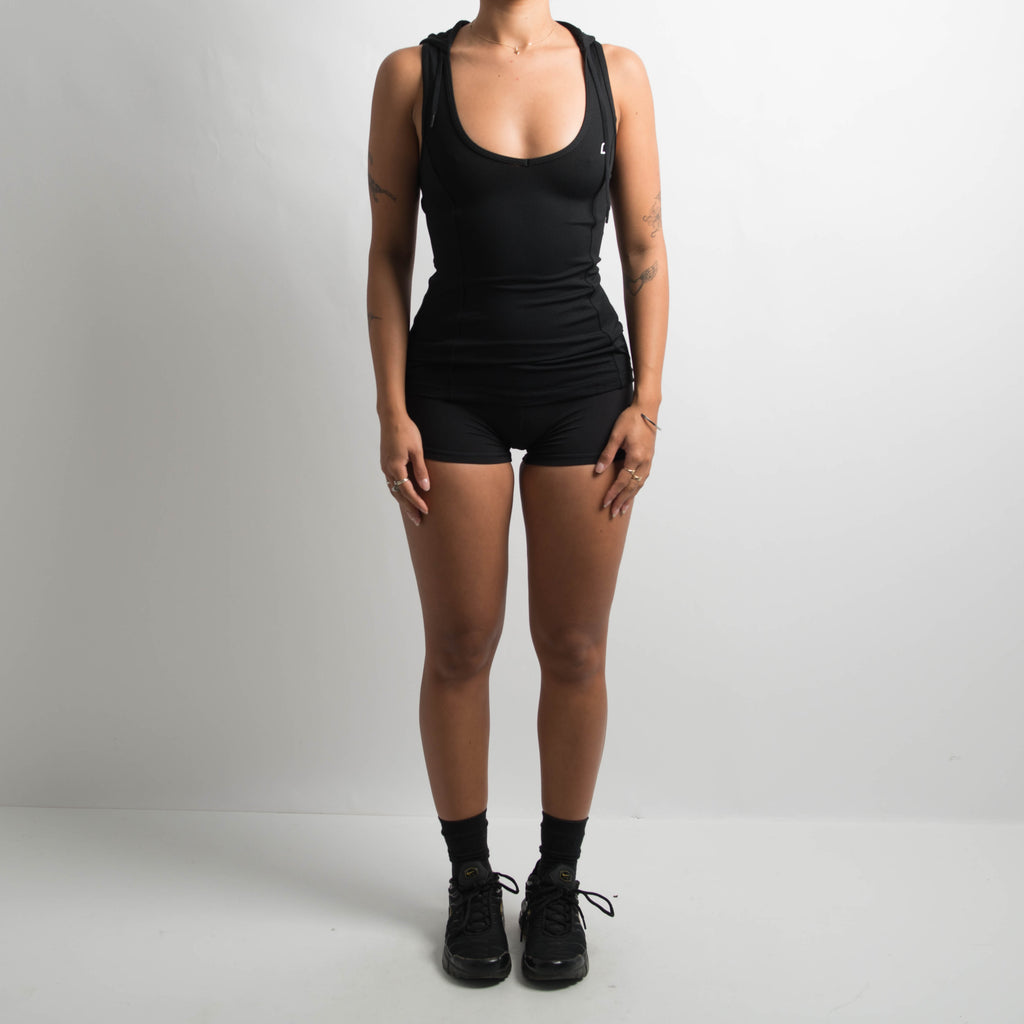 BLACK HOODED TANK TOP
