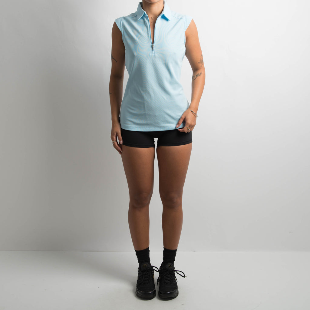 BLUE SLEEVELESS POLO SHIRT