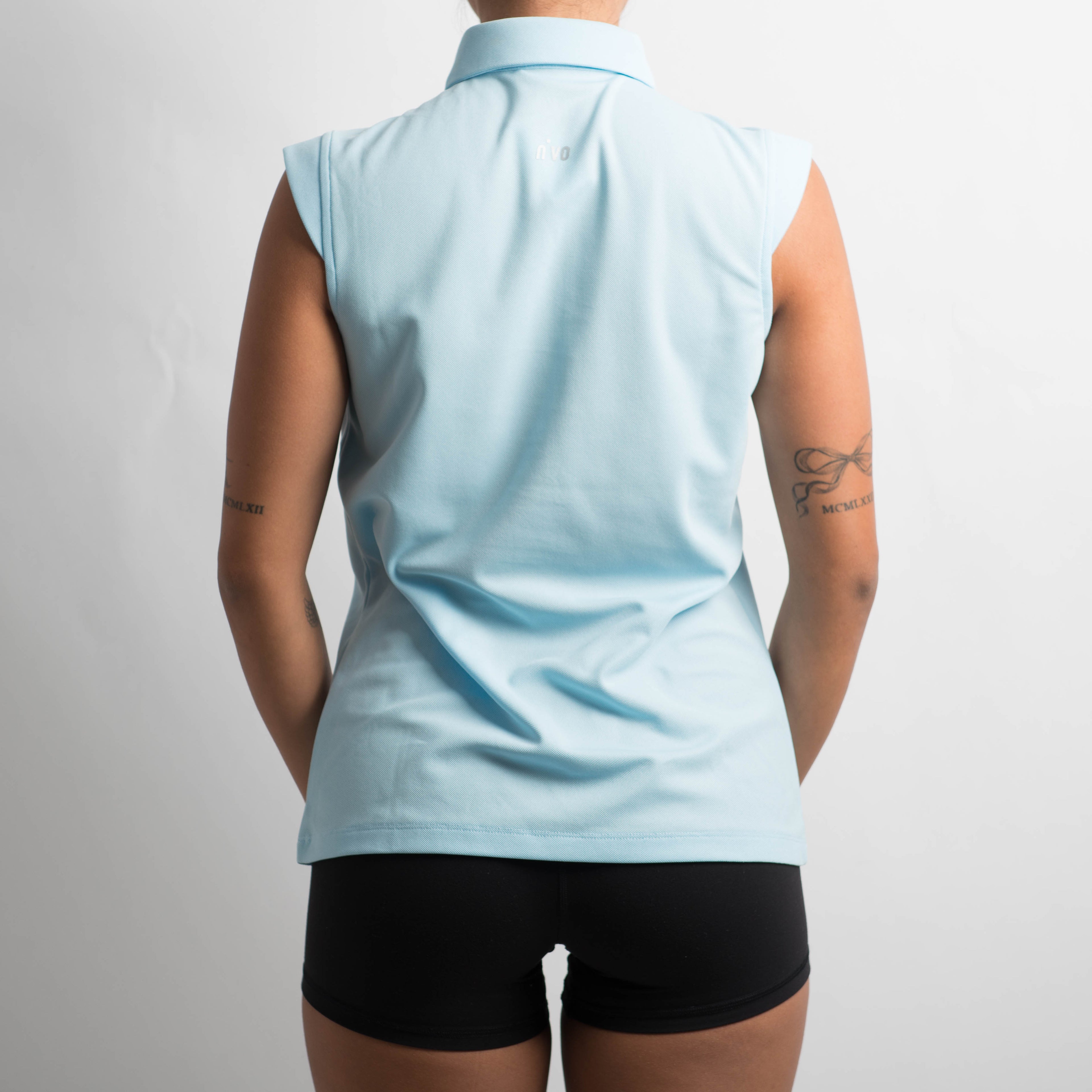 BLUE SLEEVELESS POLO SHIRT