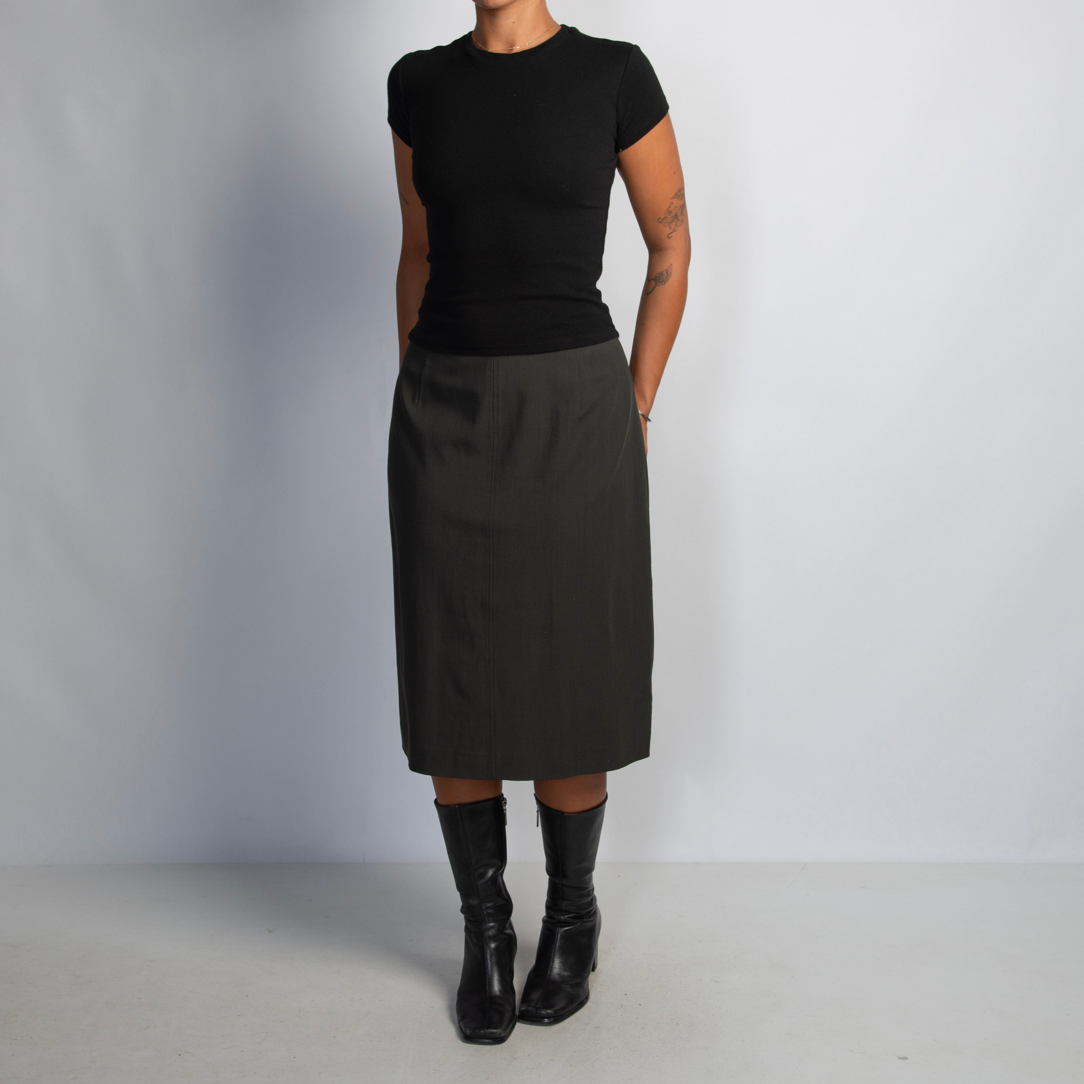 DEEP GREEN MIDI SKIRT