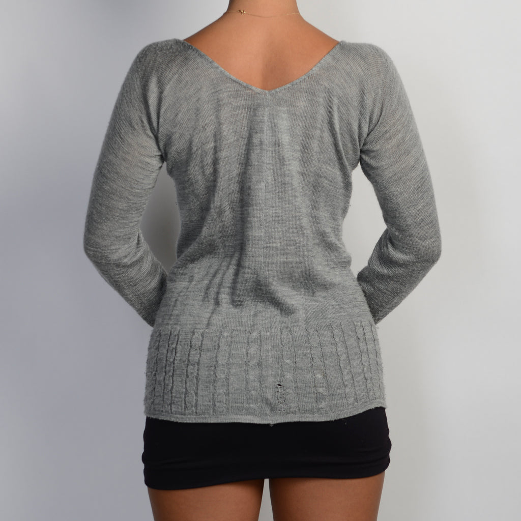 GREY WOOL LONG SLEEVE TOP