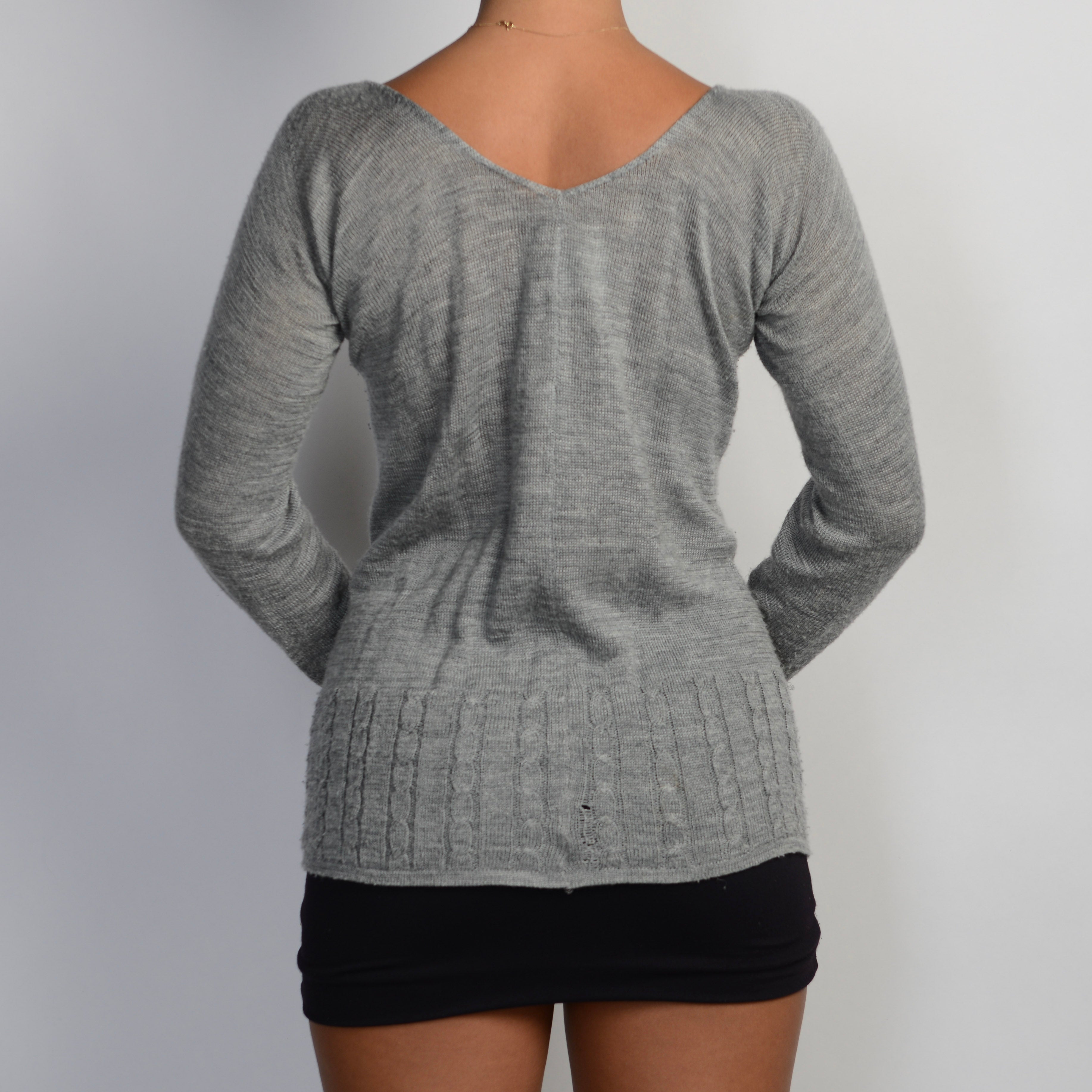 GREY WOOL LONG SLEEVE TOP