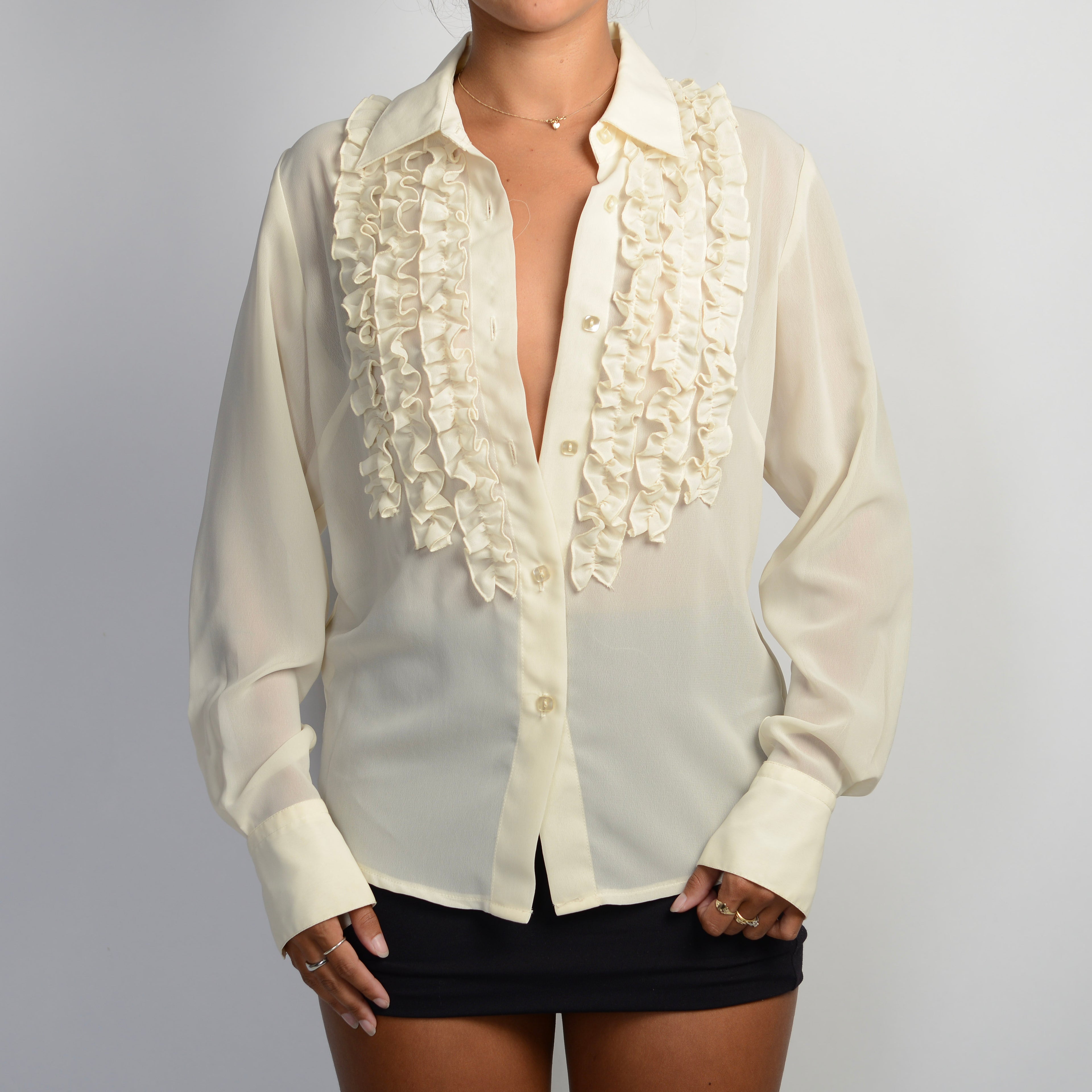 CREAM RUFFLE BLOUSE