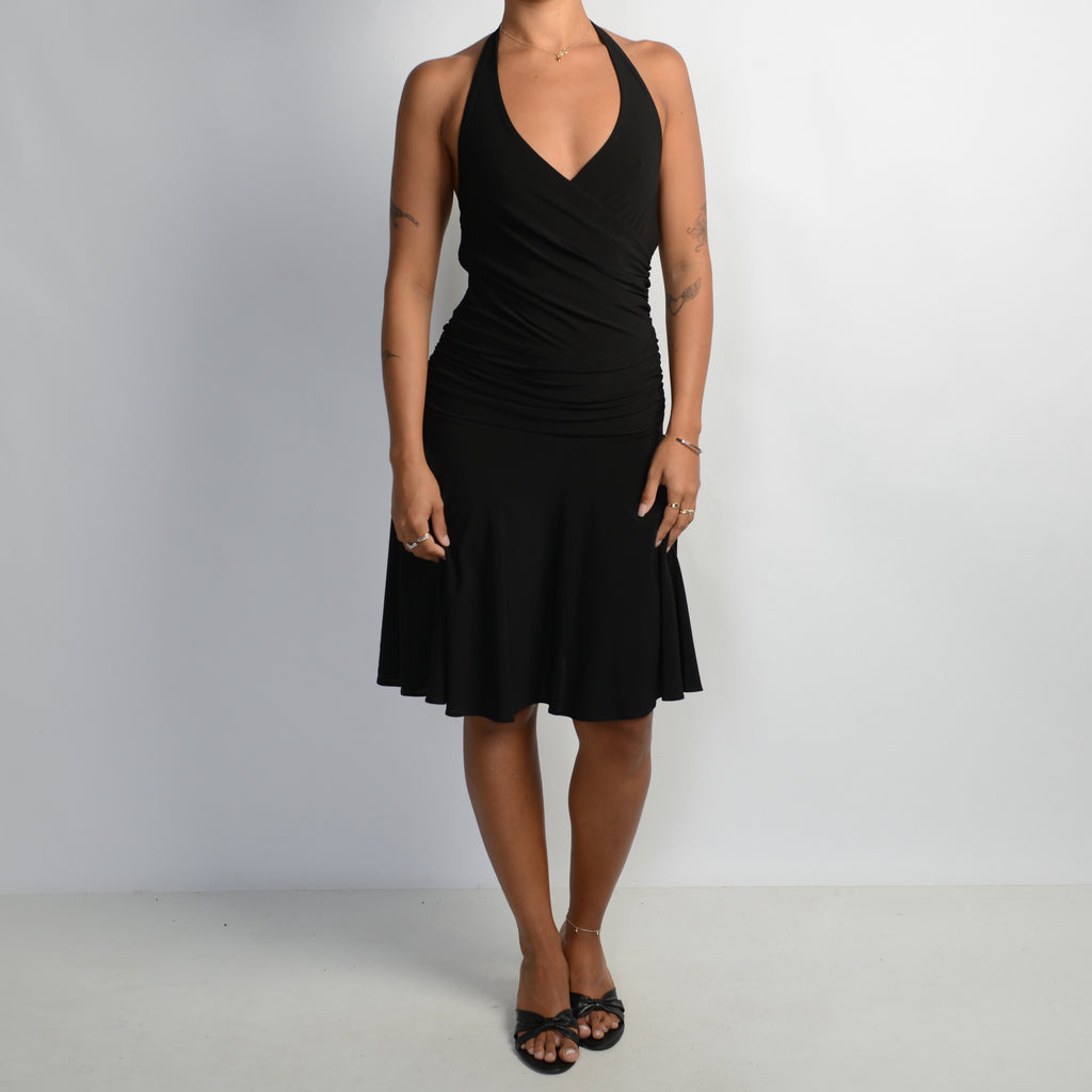 BLACK HALTER DRESS