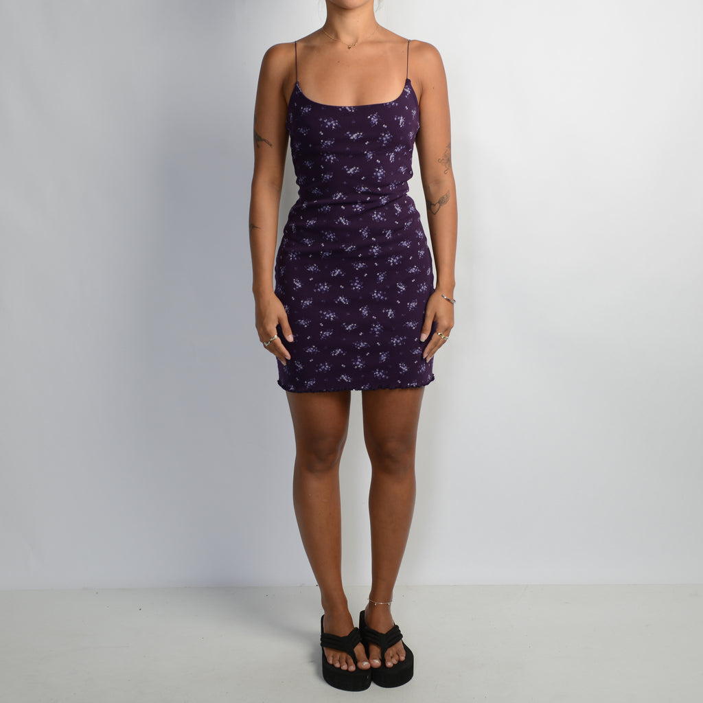 PURPLE FLORAL MINI DRESS
