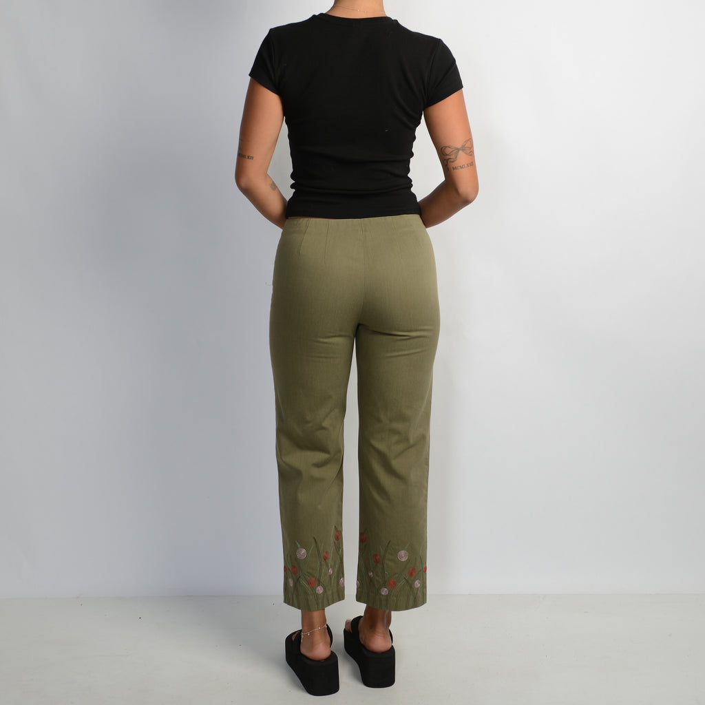 KHAKI CROP TROUSERS