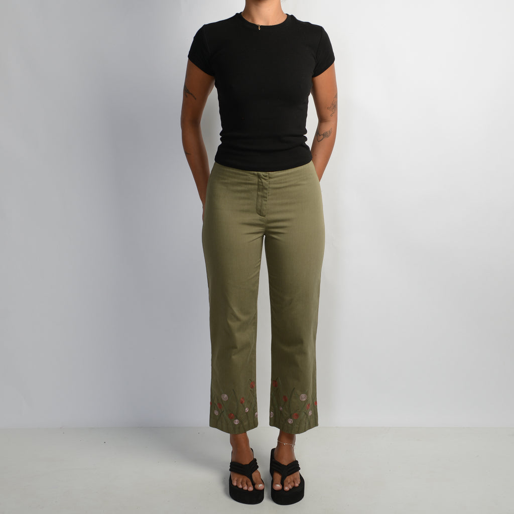 KHAKI CROP TROUSERS