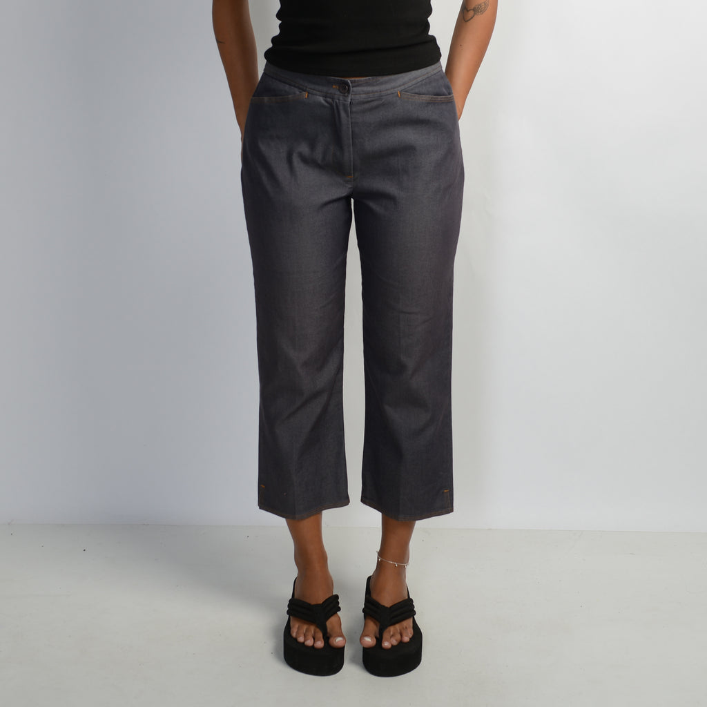 FAUX DENIM CROP PANTS