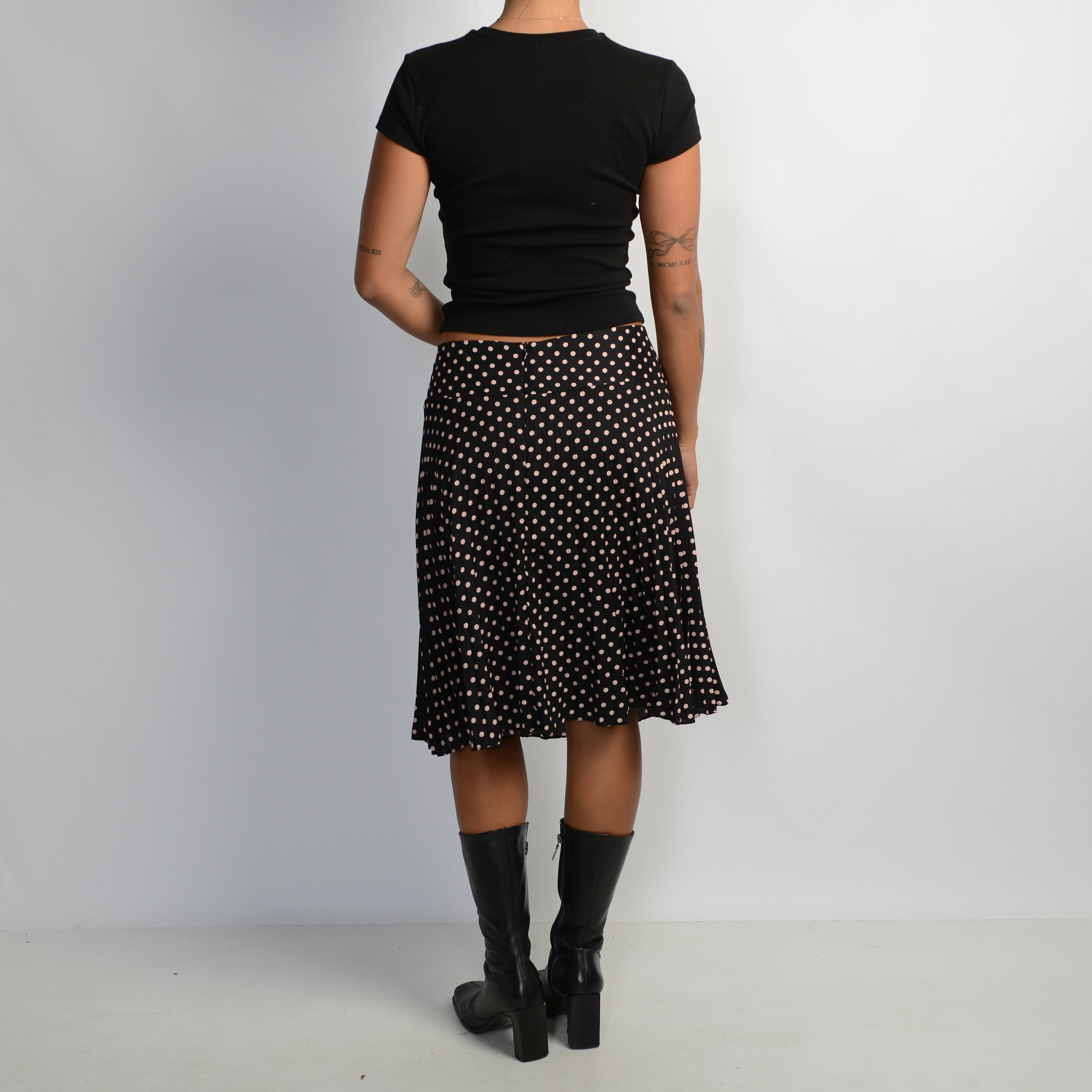 POLKA DOT PLEAT MIDI SKIRT