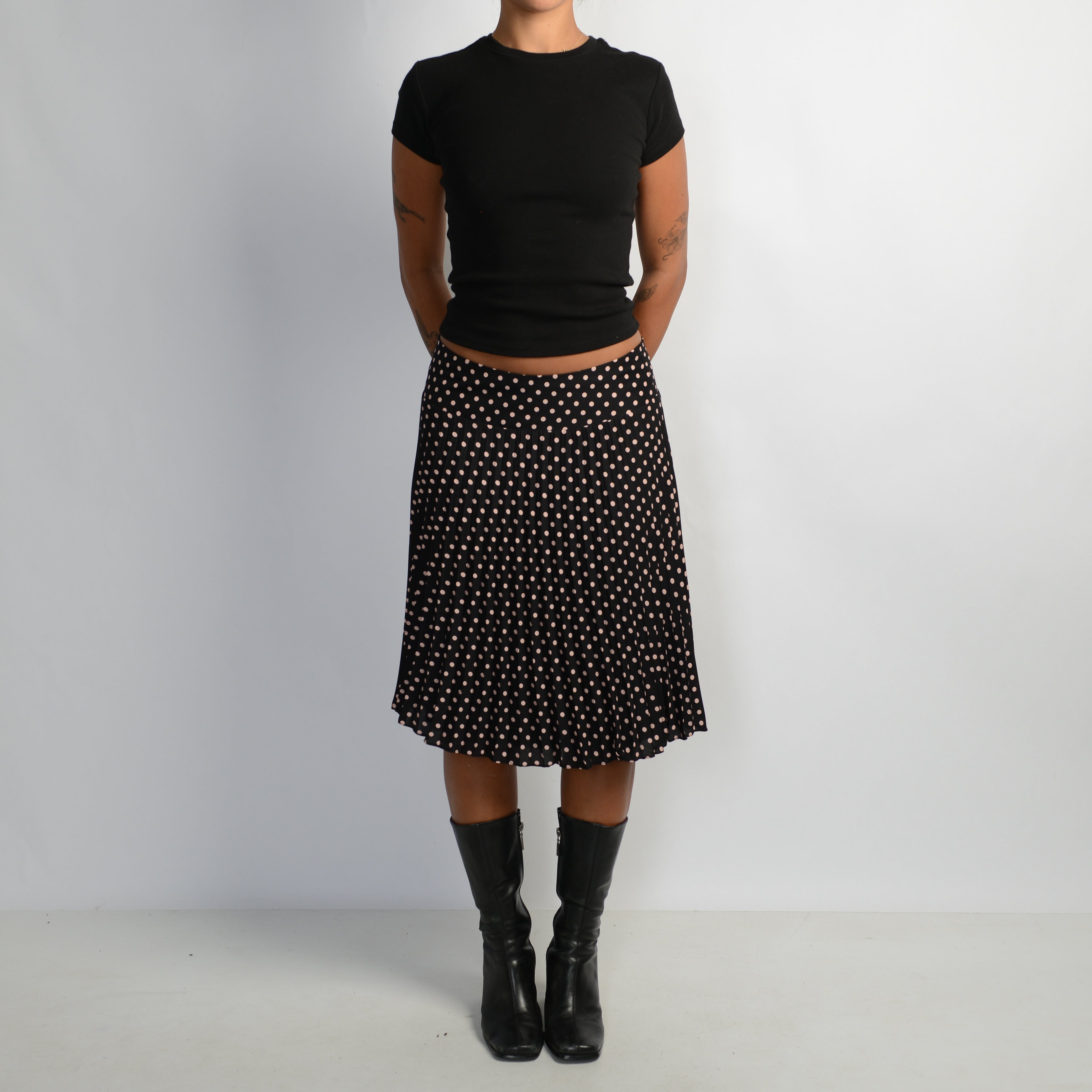 POLKA DOT PLEAT MIDI SKIRT