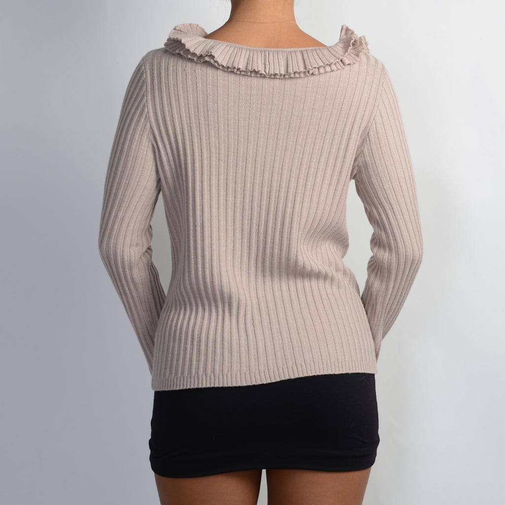 PINK WOOL RIB TOP