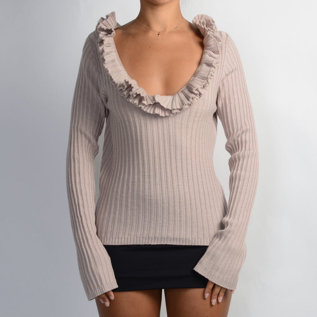 PINK WOOL RIB TOP