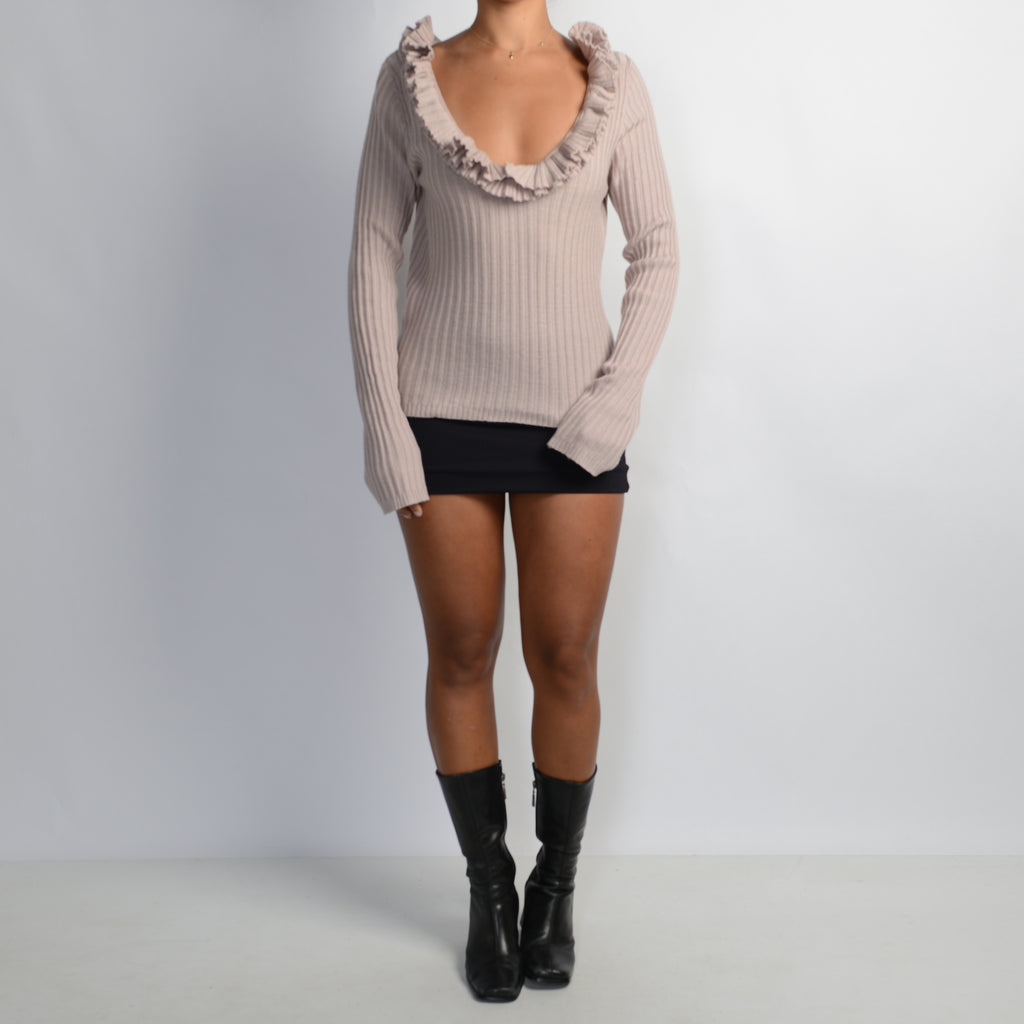 PINK WOOL RIB TOP
