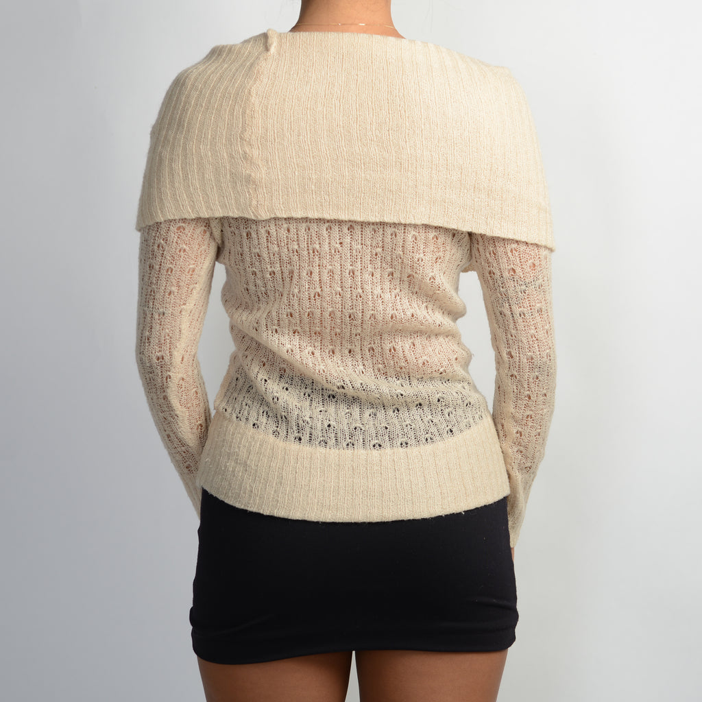 BEIGE MOHAIR WOOL TOP