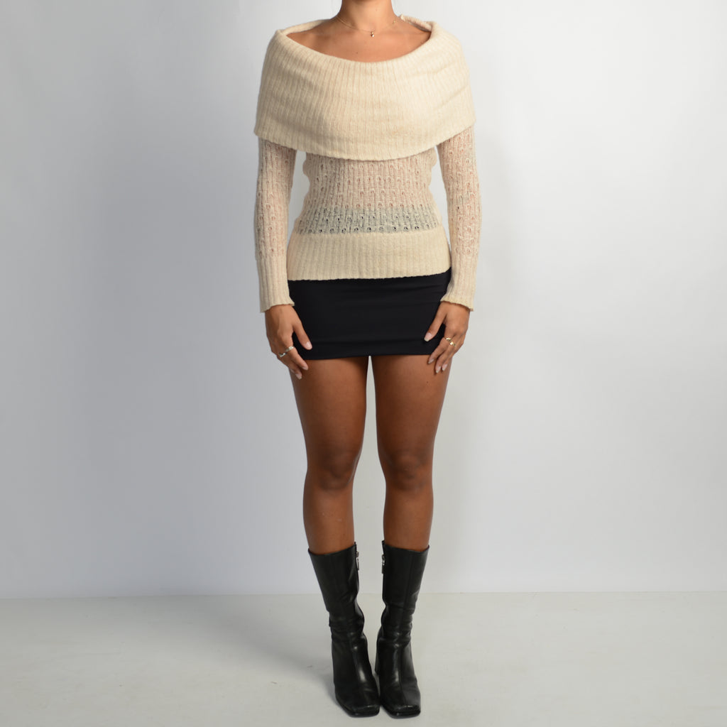 BEIGE MOHAIR WOOL TOP