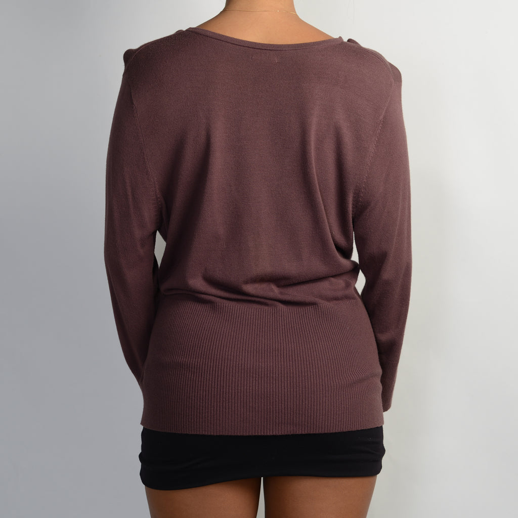 PURPLE FAUX WRAP TOP