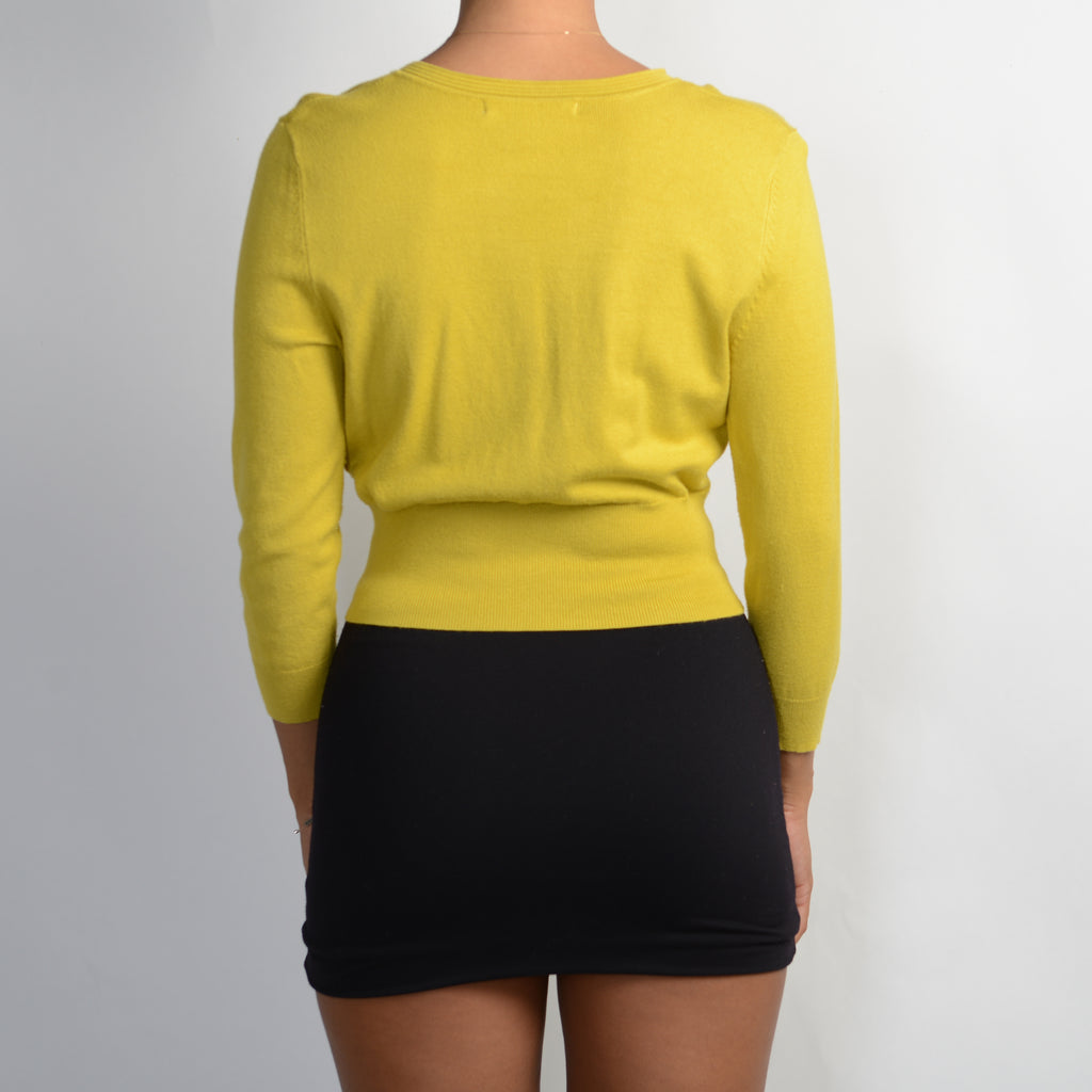 YELLOW 3/4 SLEEVE CARDIGAN