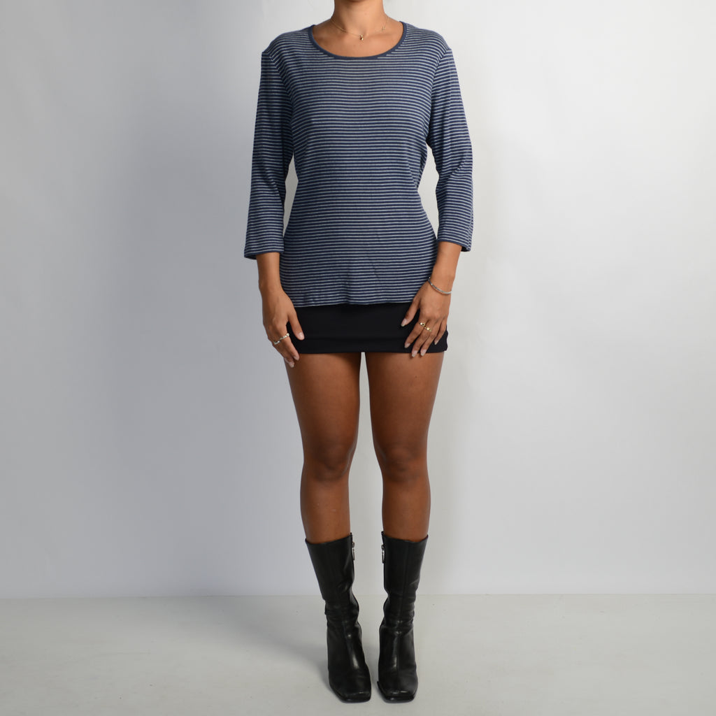 NAVY STRIPE 3/4 SLEEVE TOP