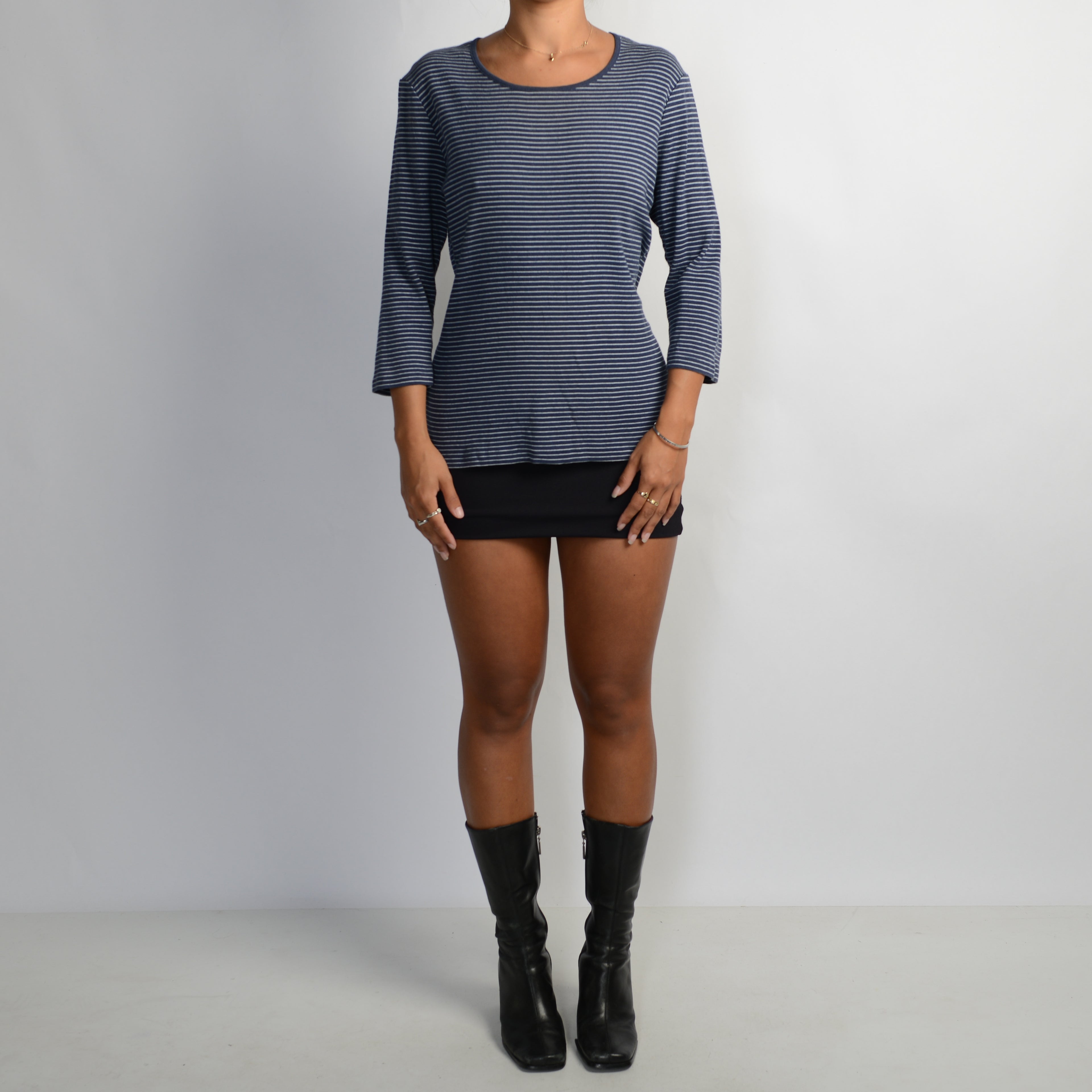 NAVY STRIPE 3/4 SLEEVE TOP