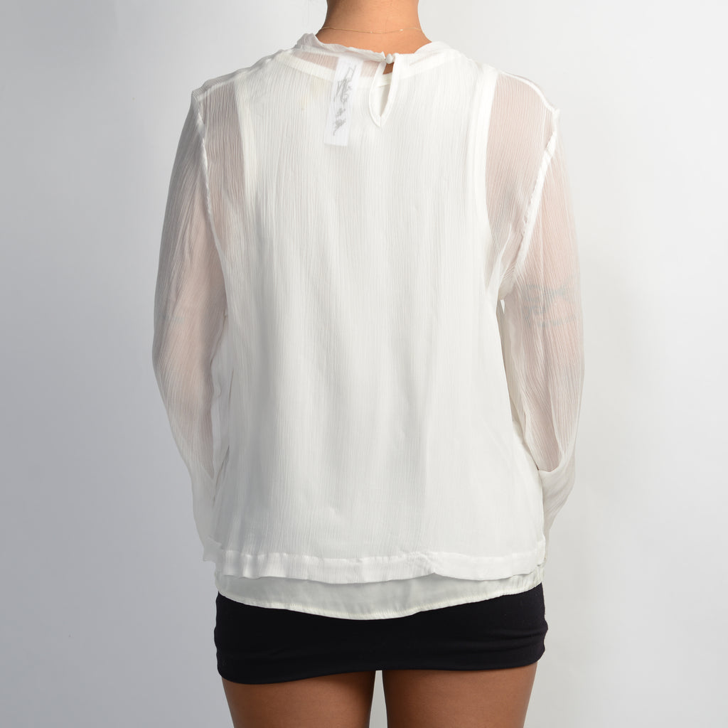WHITE SILK DUO TOP
