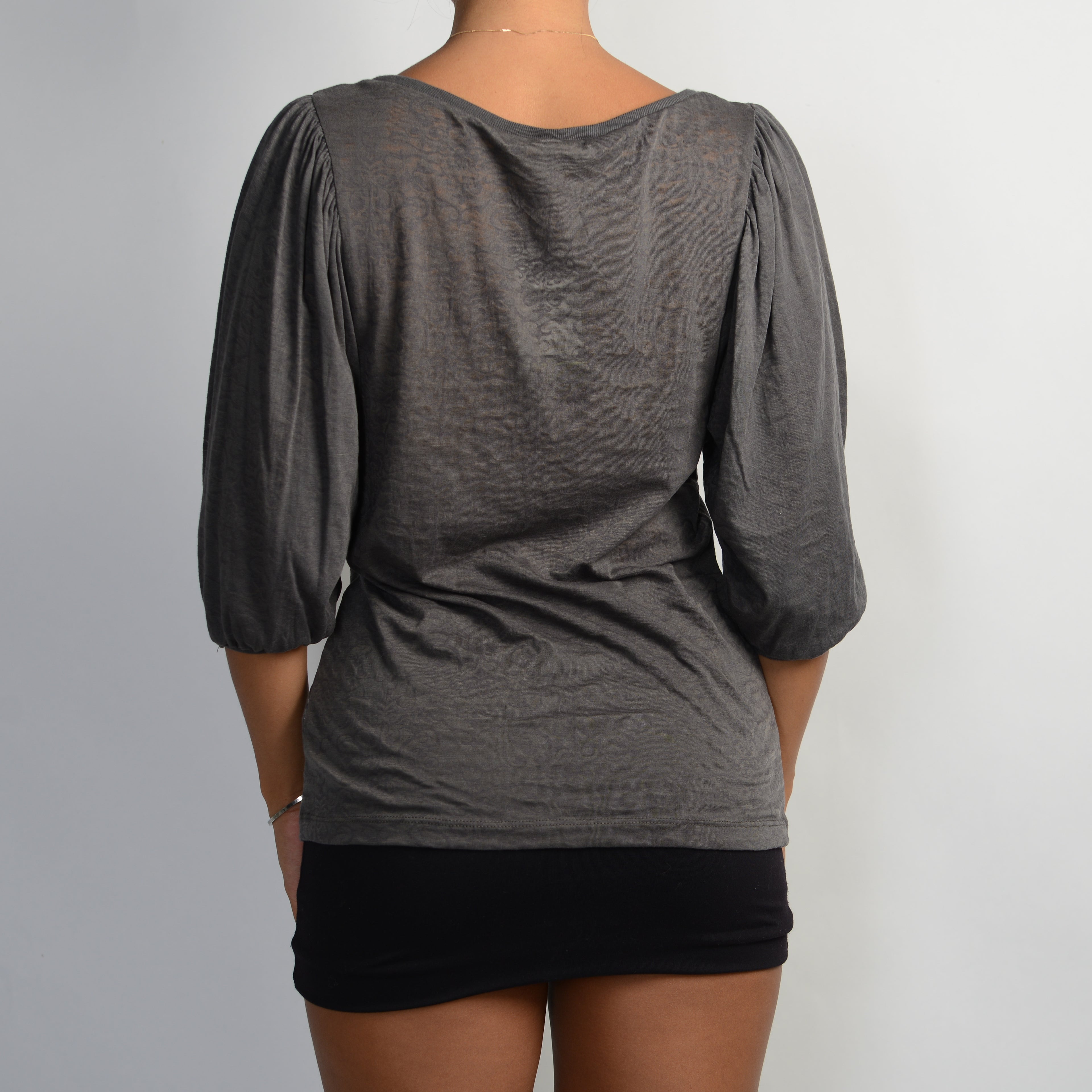 GREY PUFF SLEEVE TOP