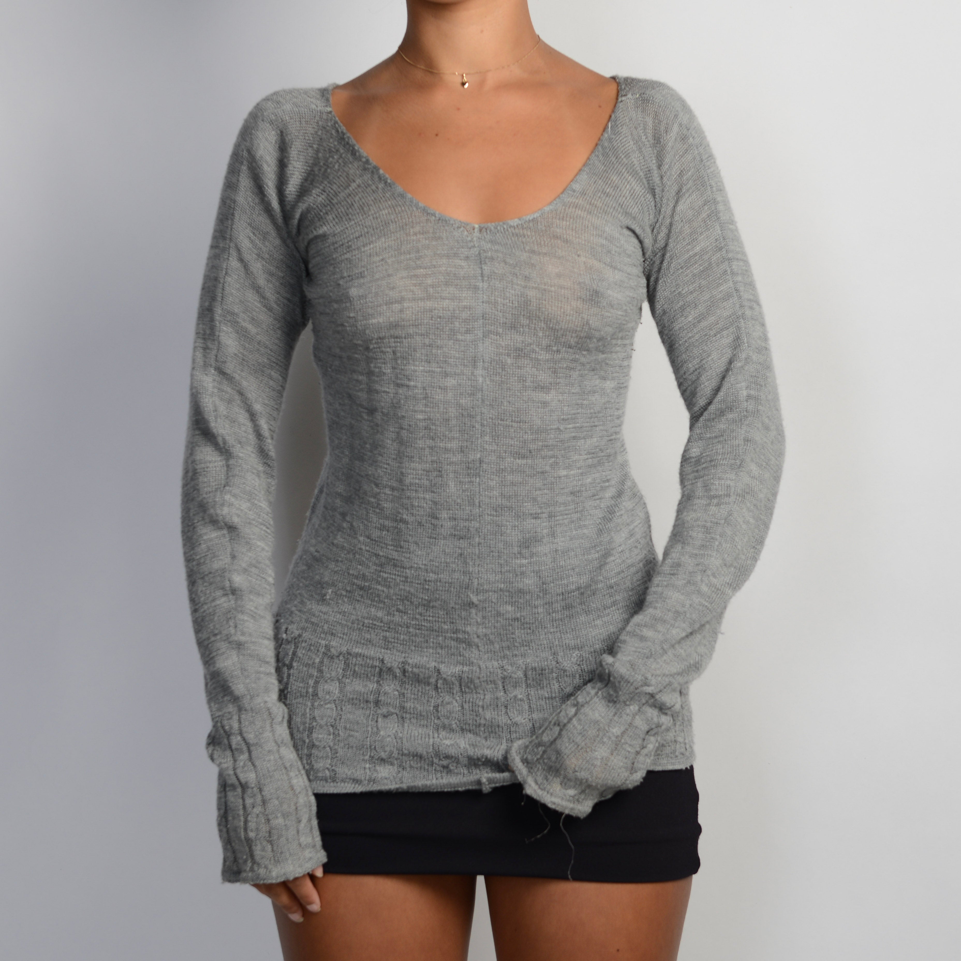 GREY WOOL LONG SLEEVE TOP
