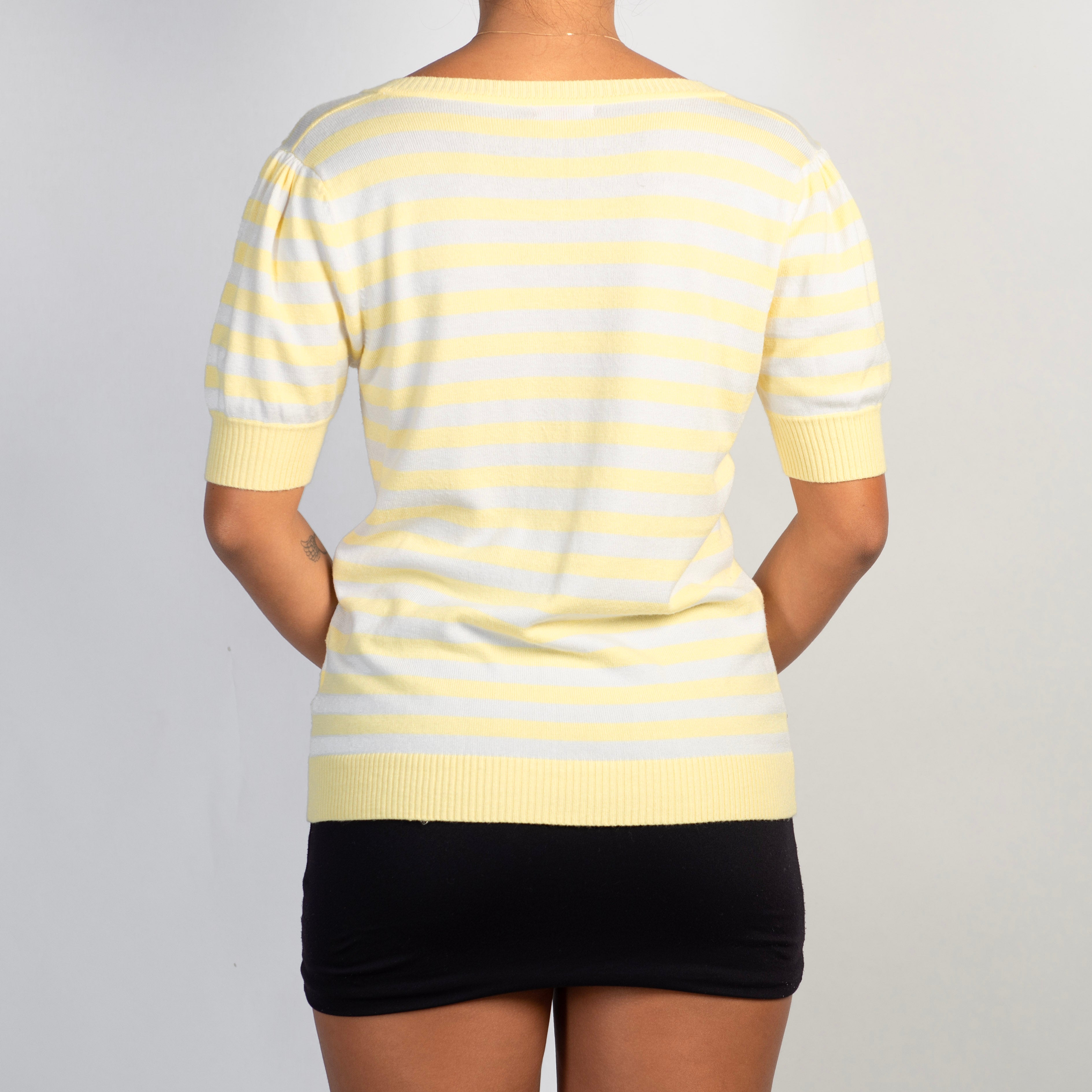 YELLOW STRIPE KNIT TOP