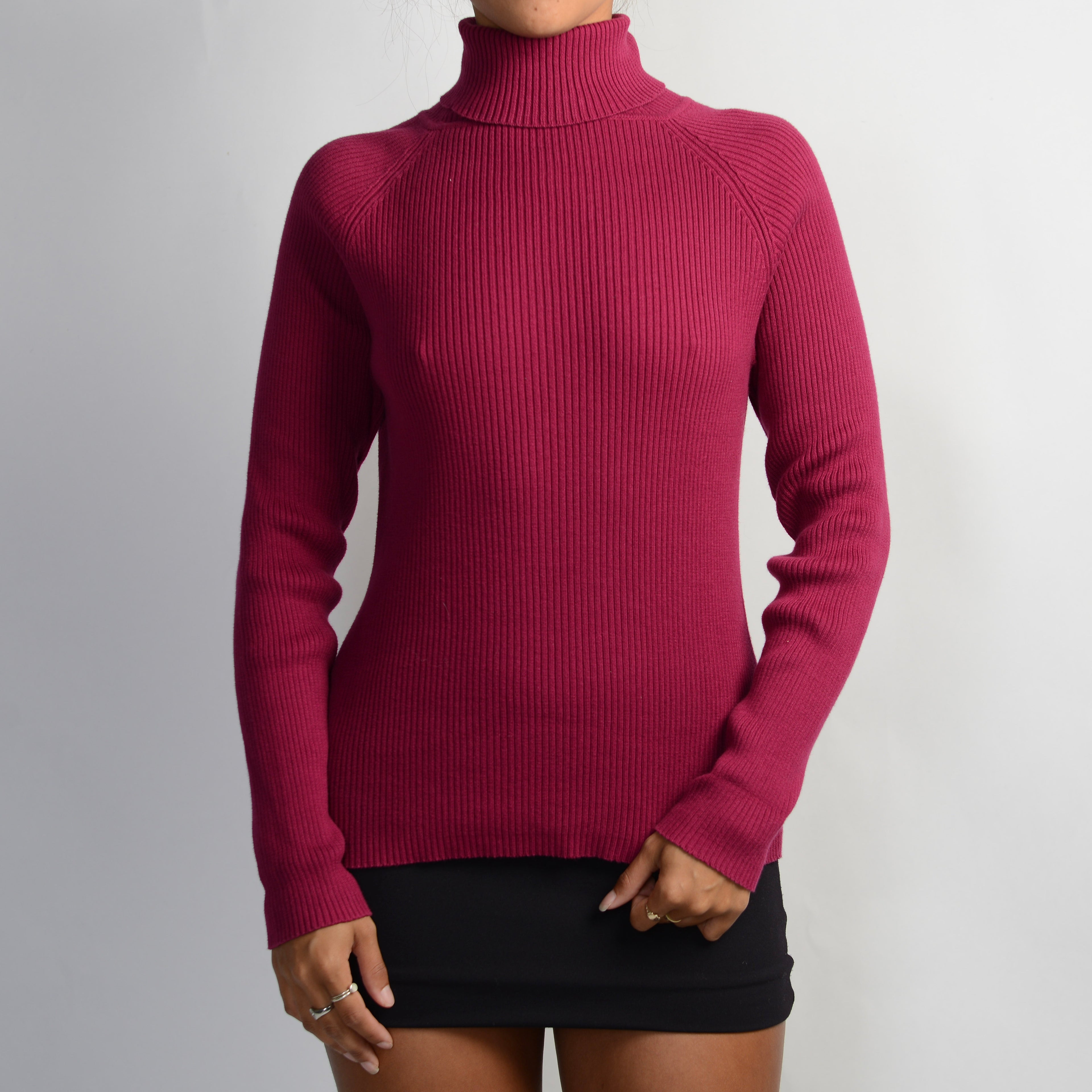 PINK RIB TURTLENECK TOP