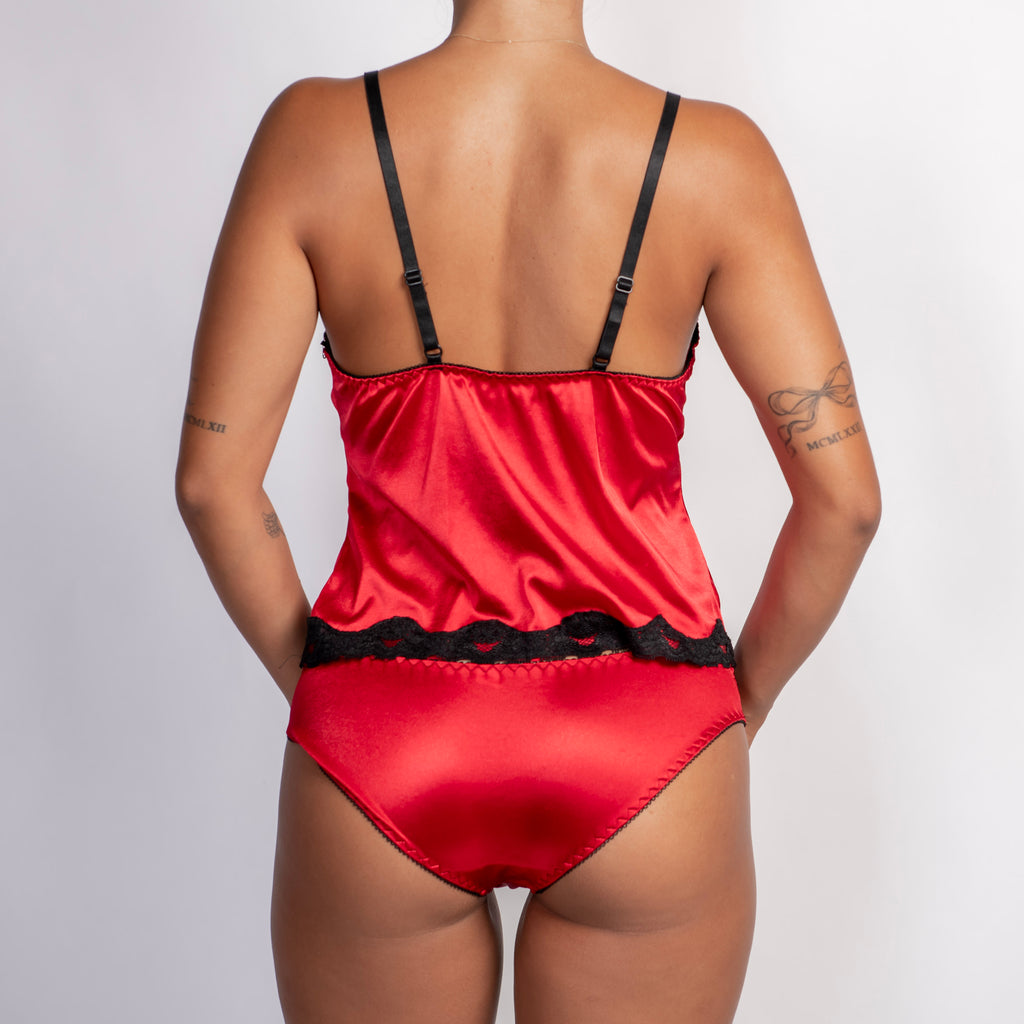 RED SATIN CAMISOLE SET