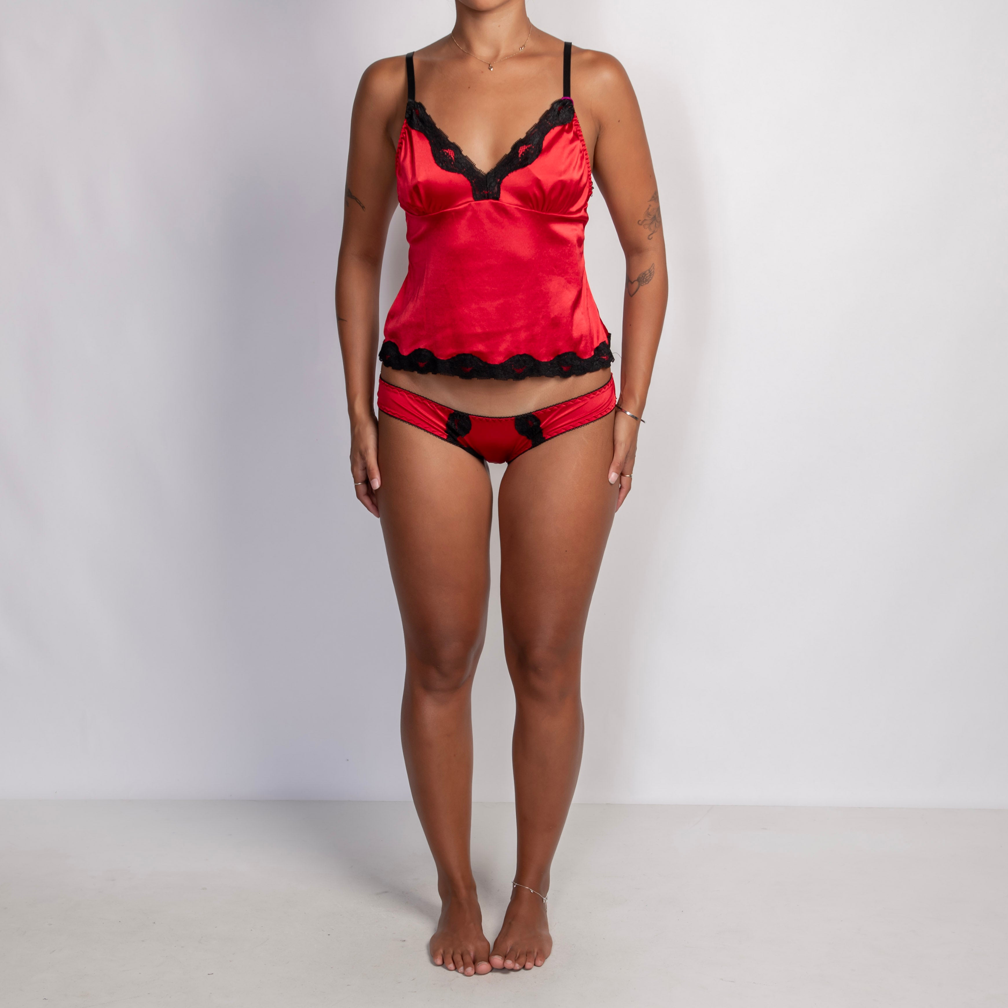 RED SATIN CAMISOLE SET