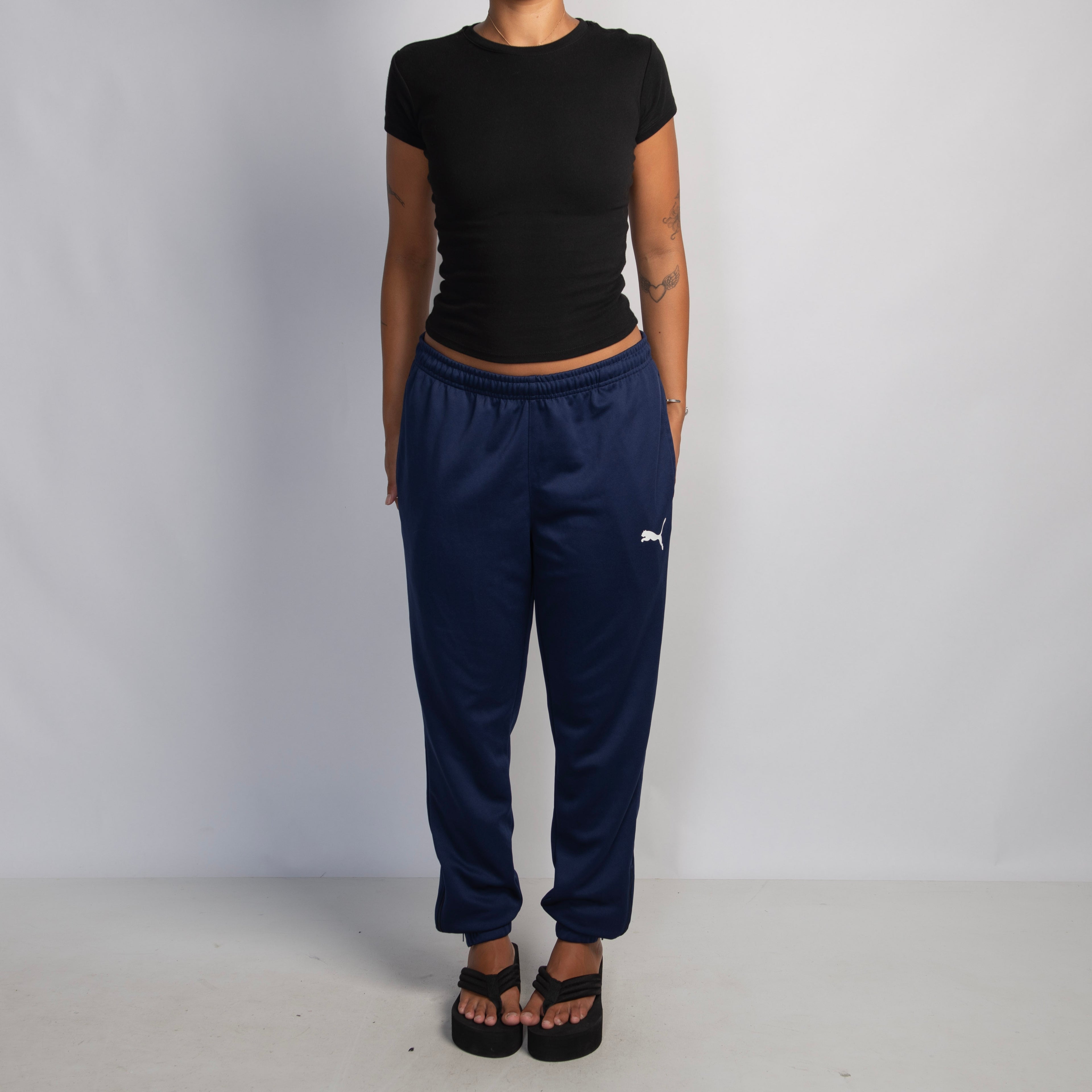 NAVY CUFF TRACK PANTS