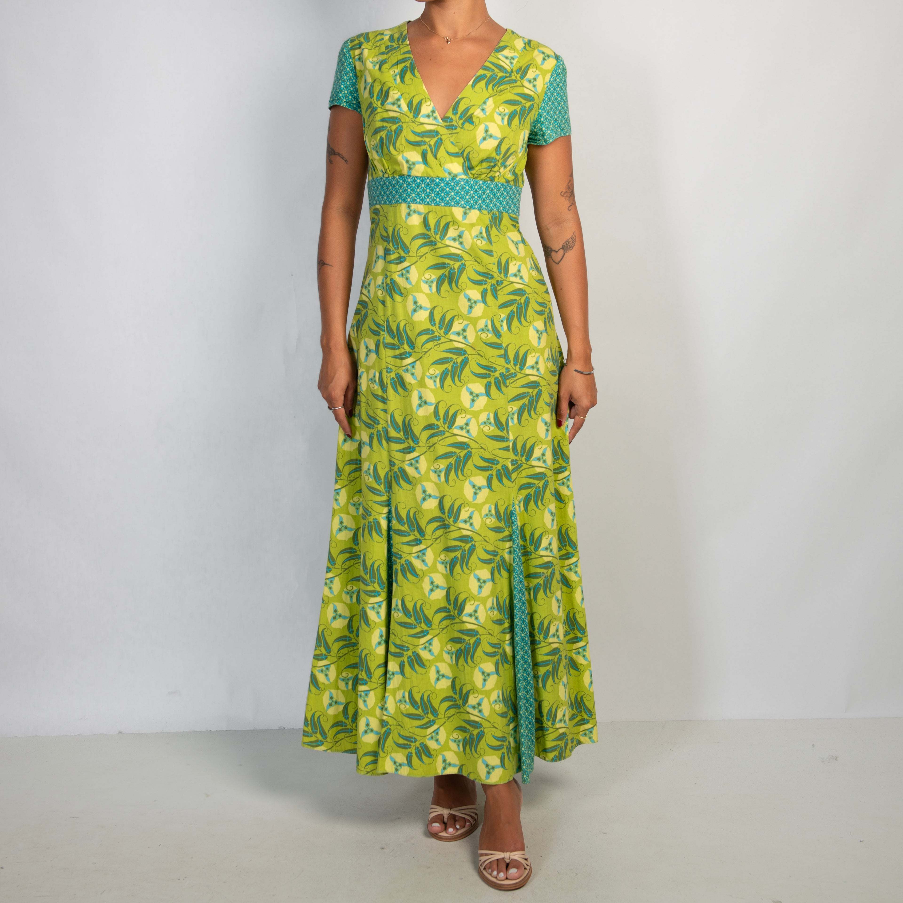 LIME PATTERN MAXI DRESS