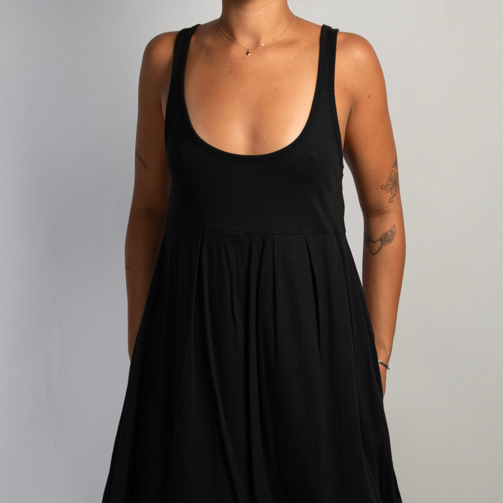 BLACK COTTON BUBBLE DRESS