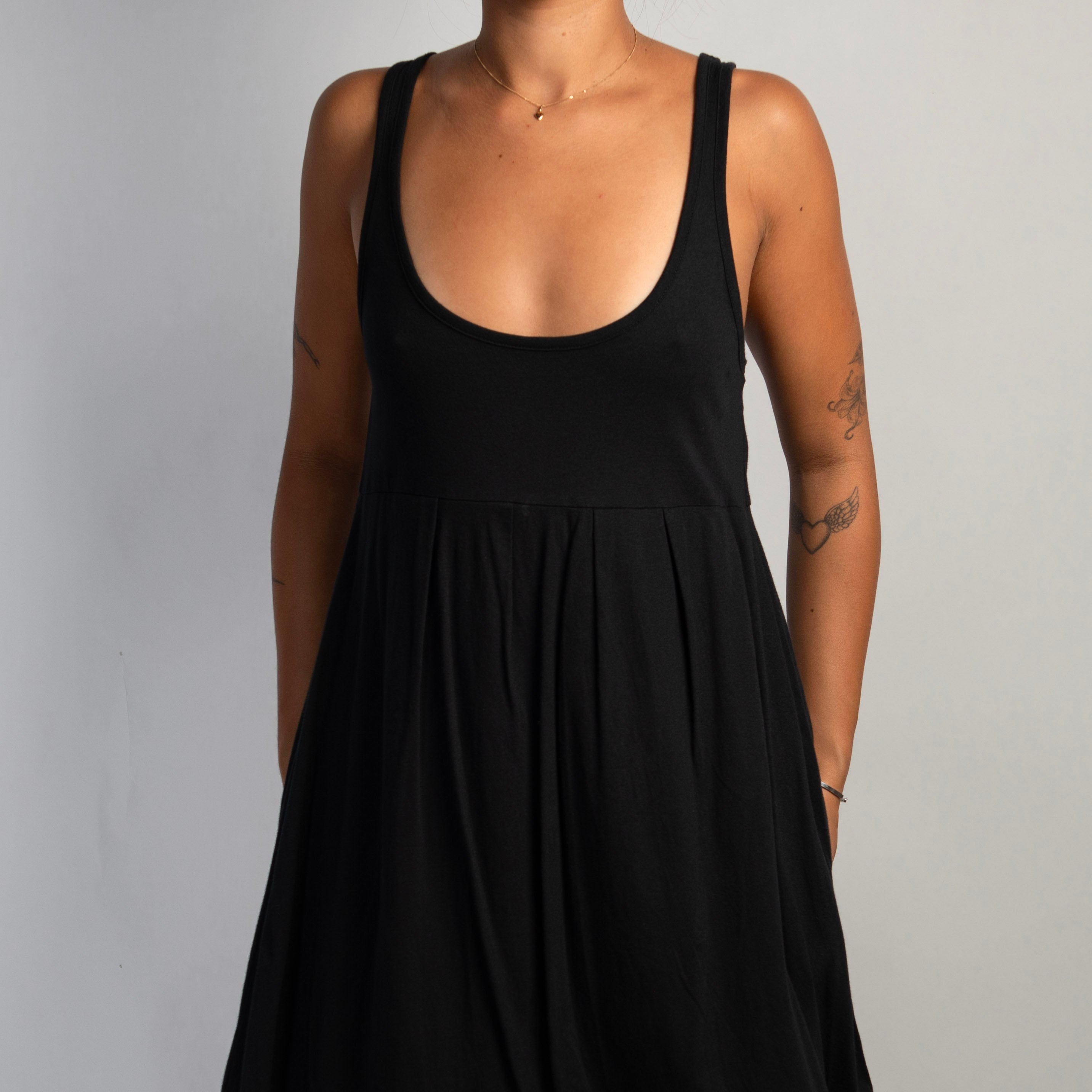 BLACK COTTON BUBBLE DRESS