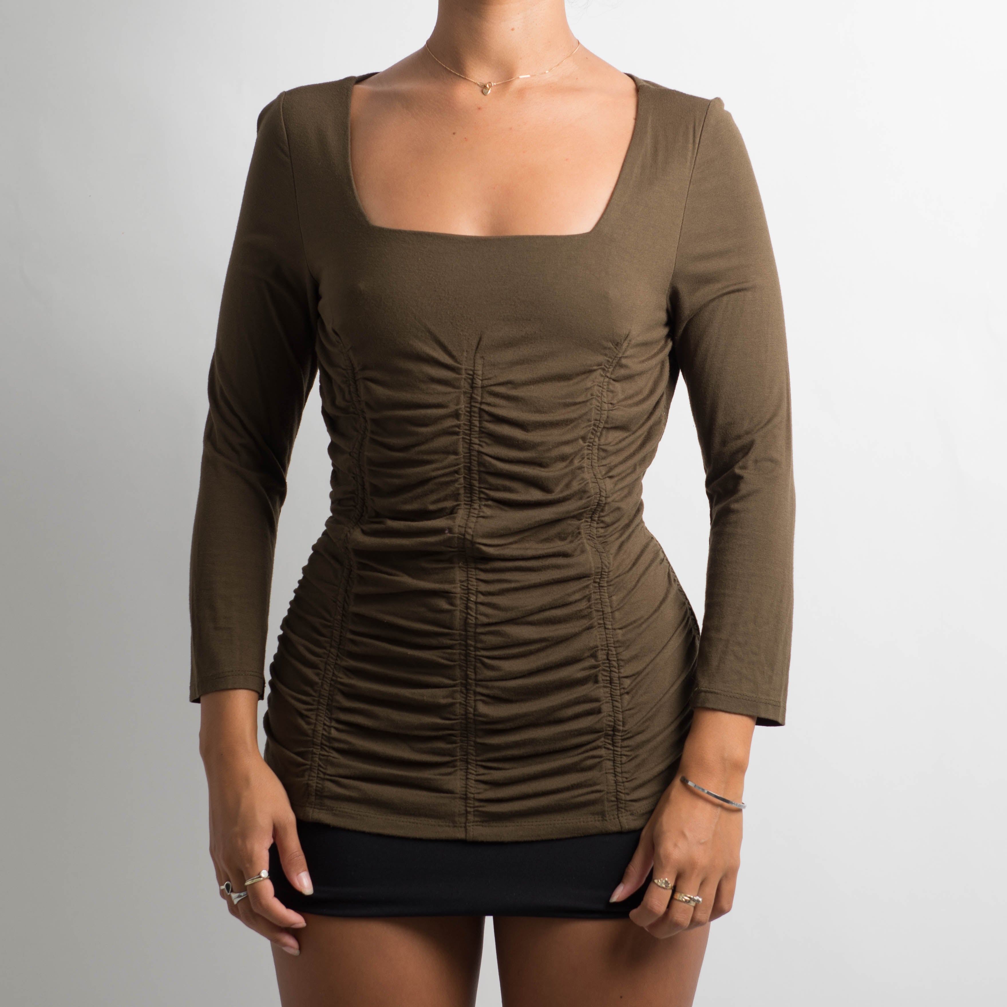 DEEP KHAKI LONG SLEEVE TOP